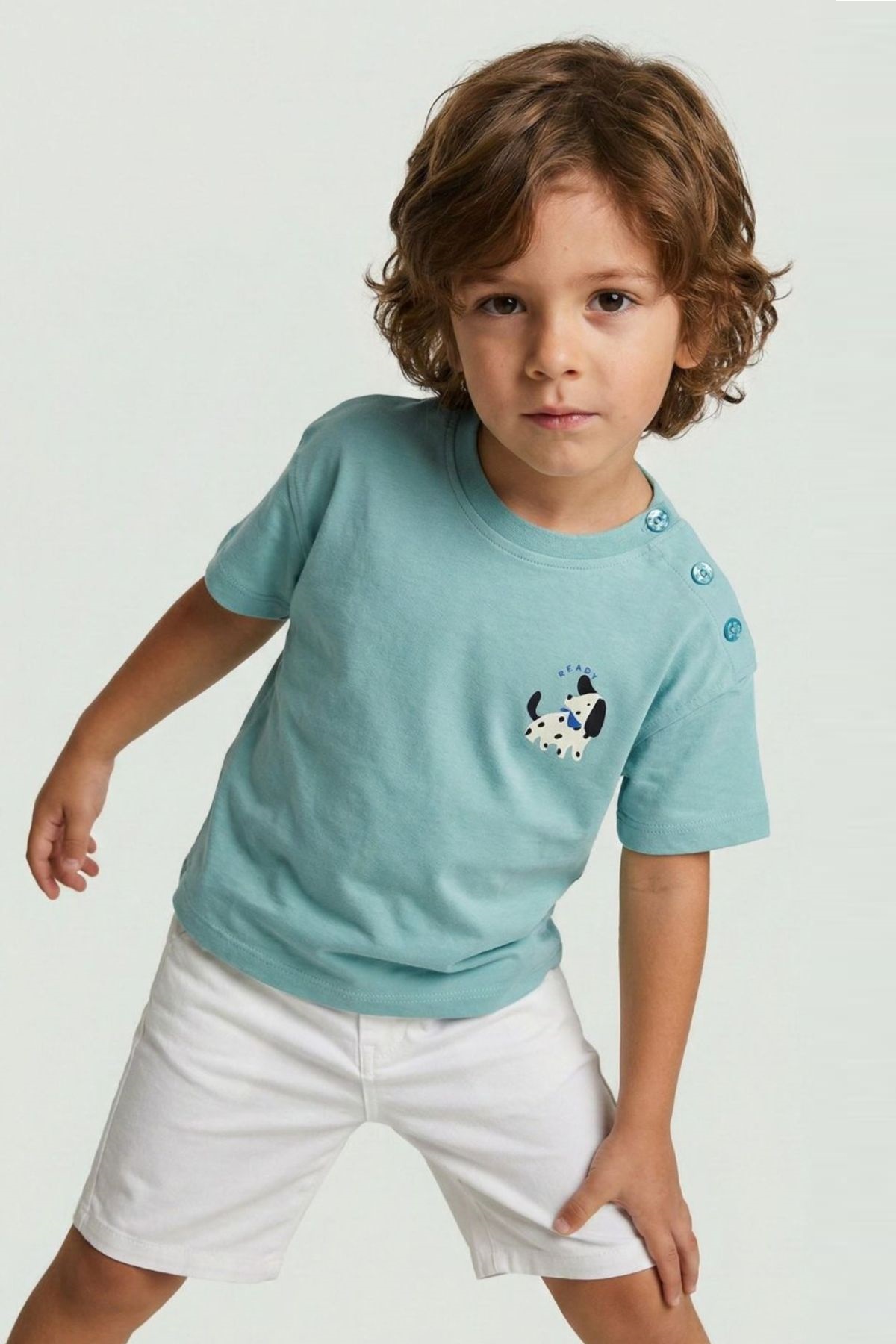 Детска тениска за момче, син цвят