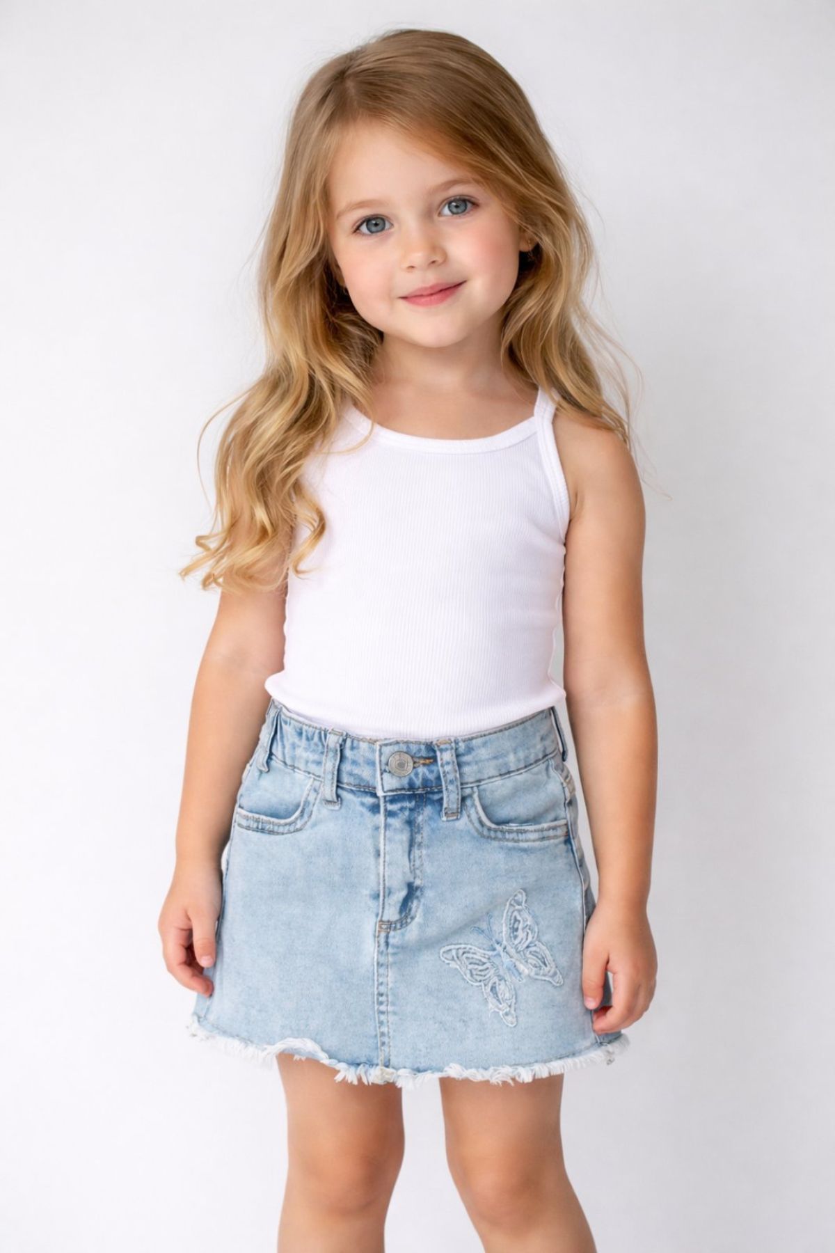 Детска, дънкова пола, син цвят 