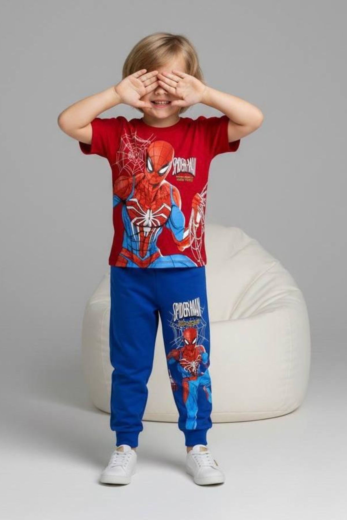 Детски комплект за момче с къс ръкав, червен цвят