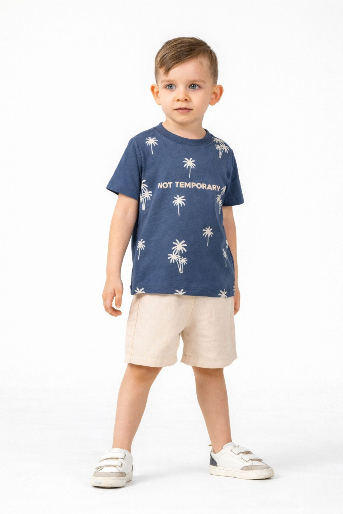 етски комплект за момче с къс ръкав, син цвят