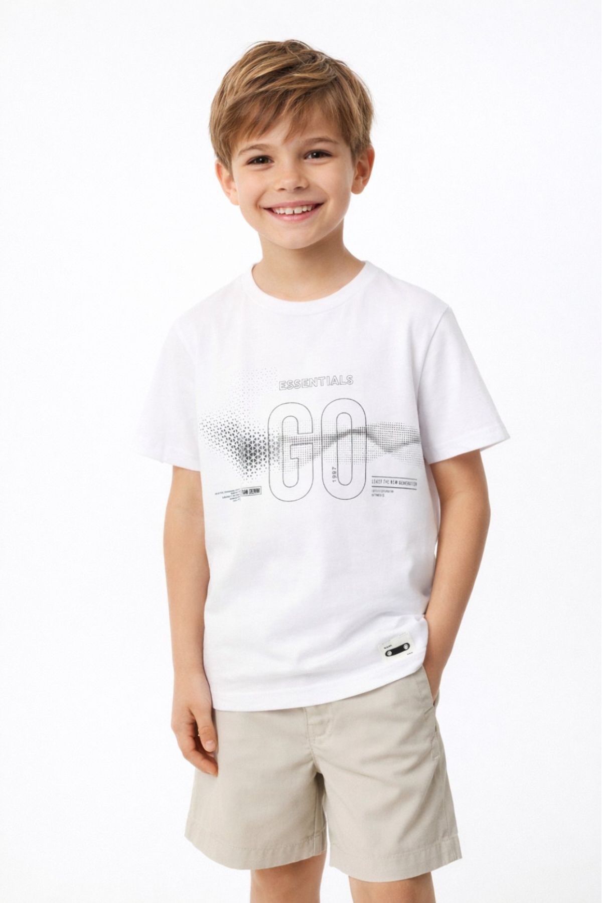  Детска тениска за момче, бял цвят