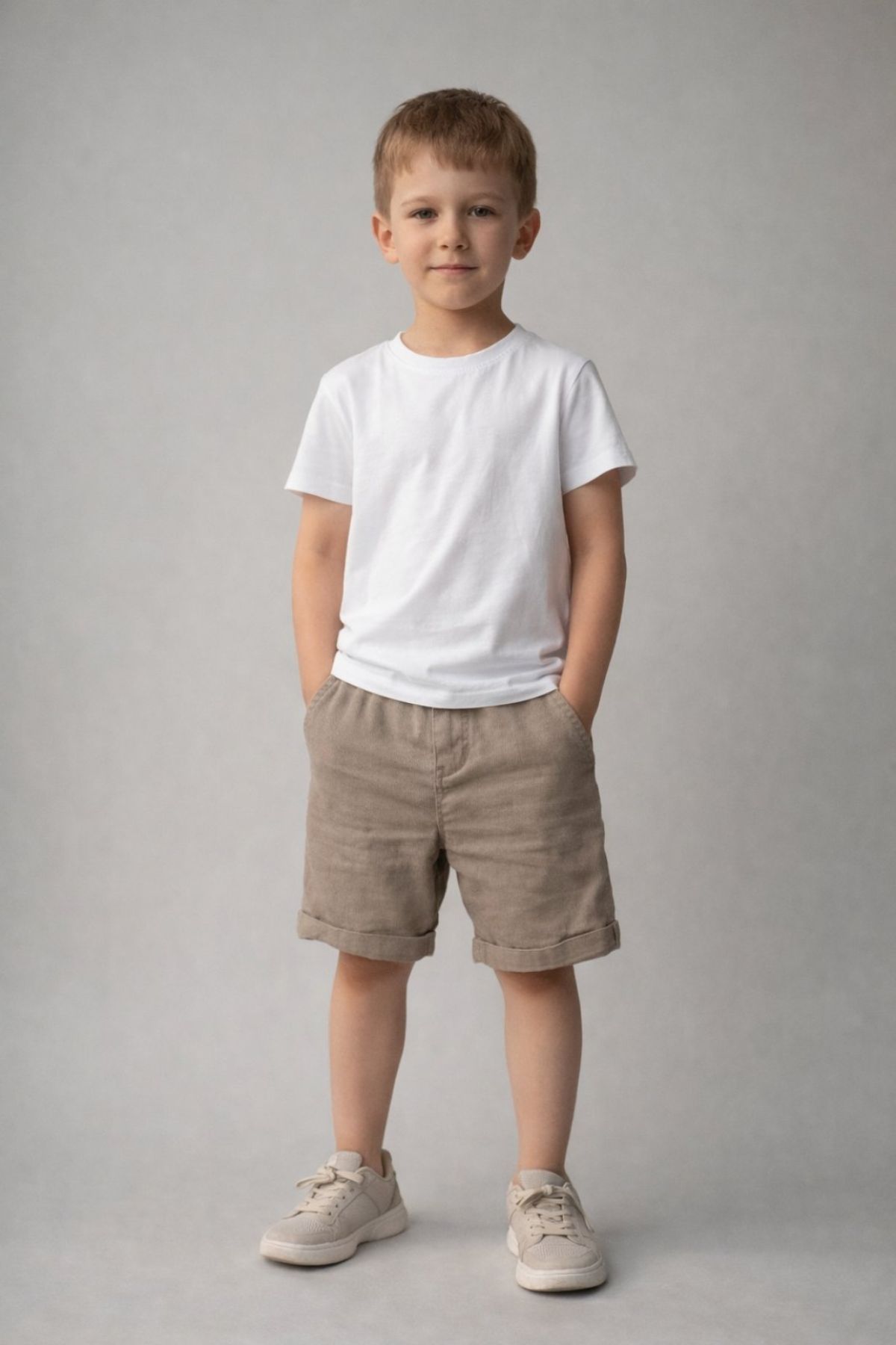 Детски къси панталонки за момче, кафяв цвят 