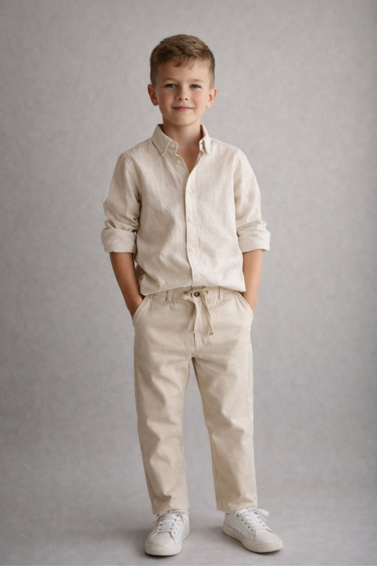 Детски панталон за момче, бежов цвят 