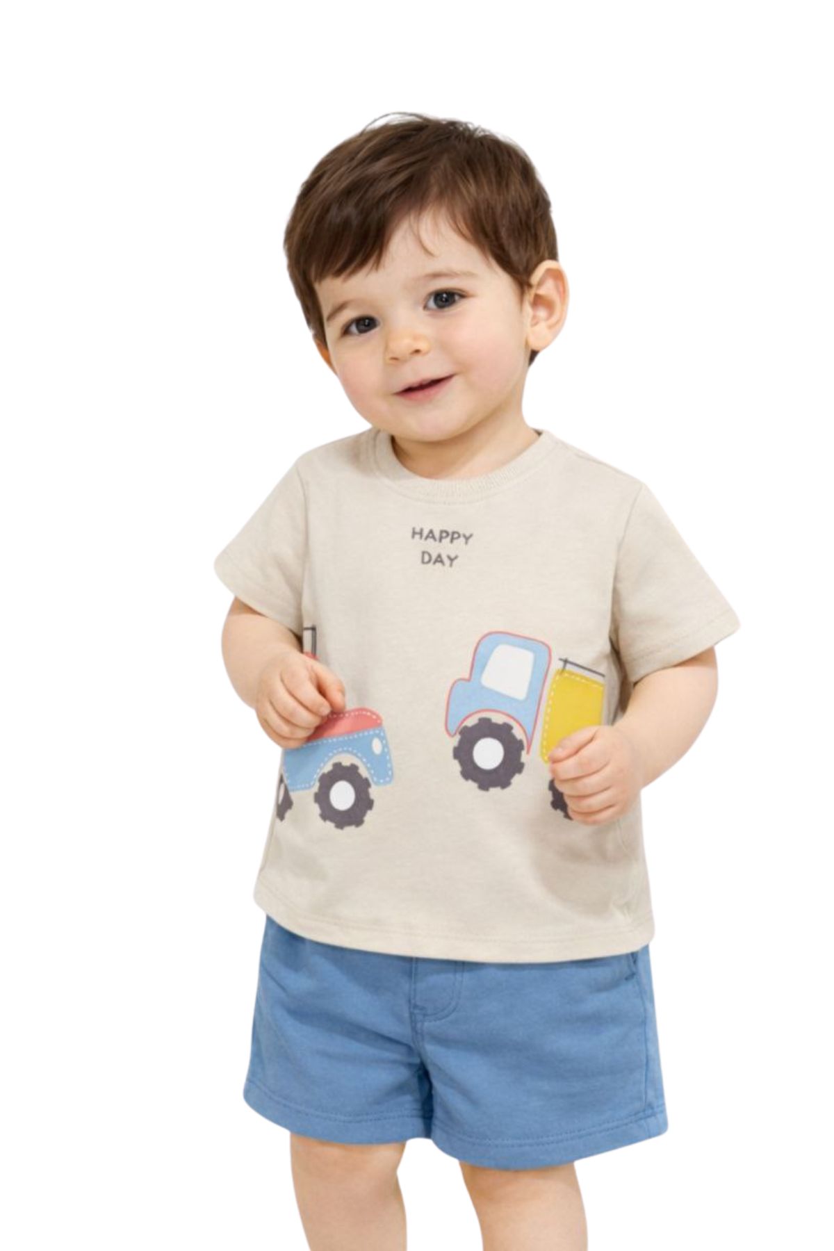 Детска тениска за момче, бежов цвят