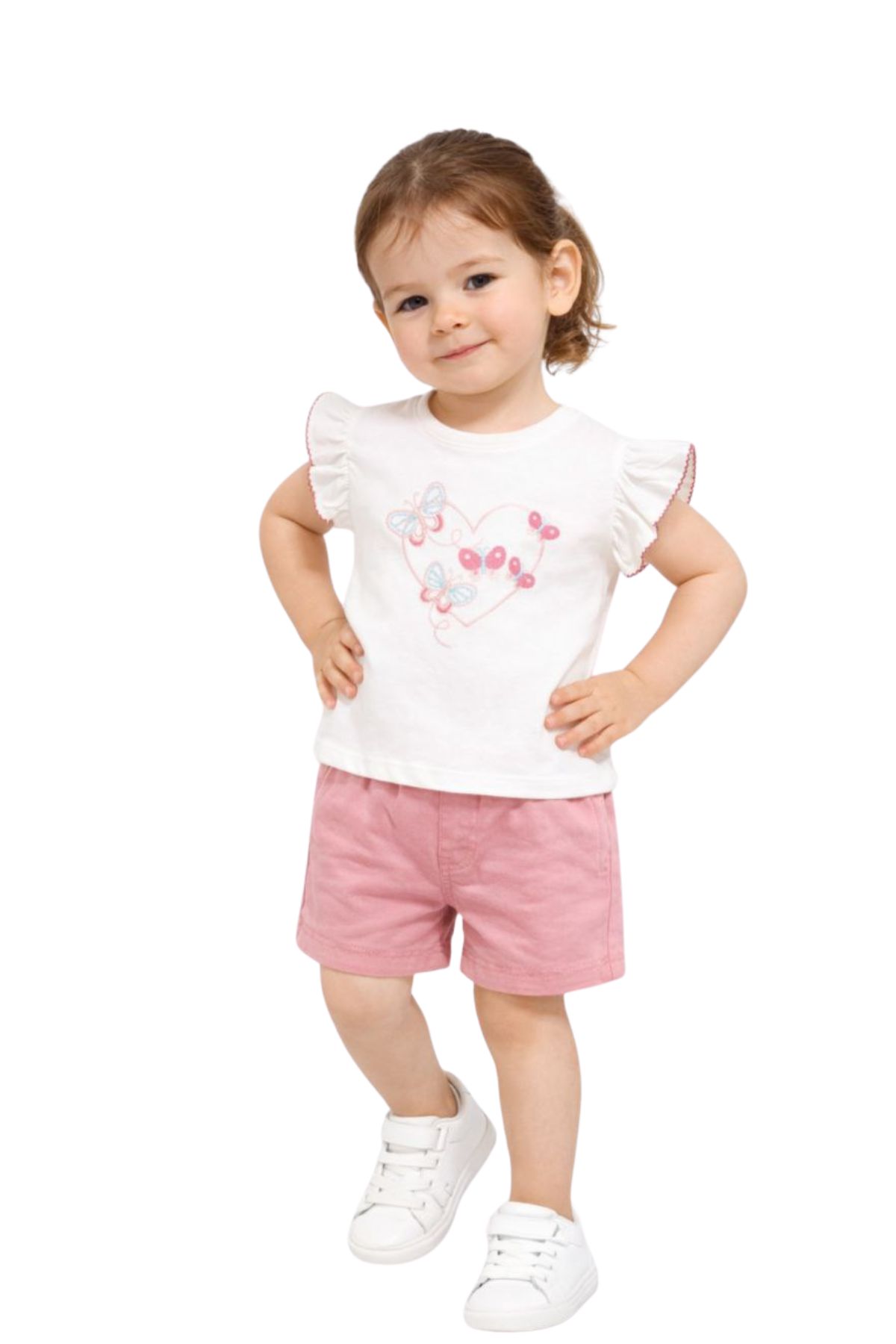 Детска тениска за момиче, цвят екрю