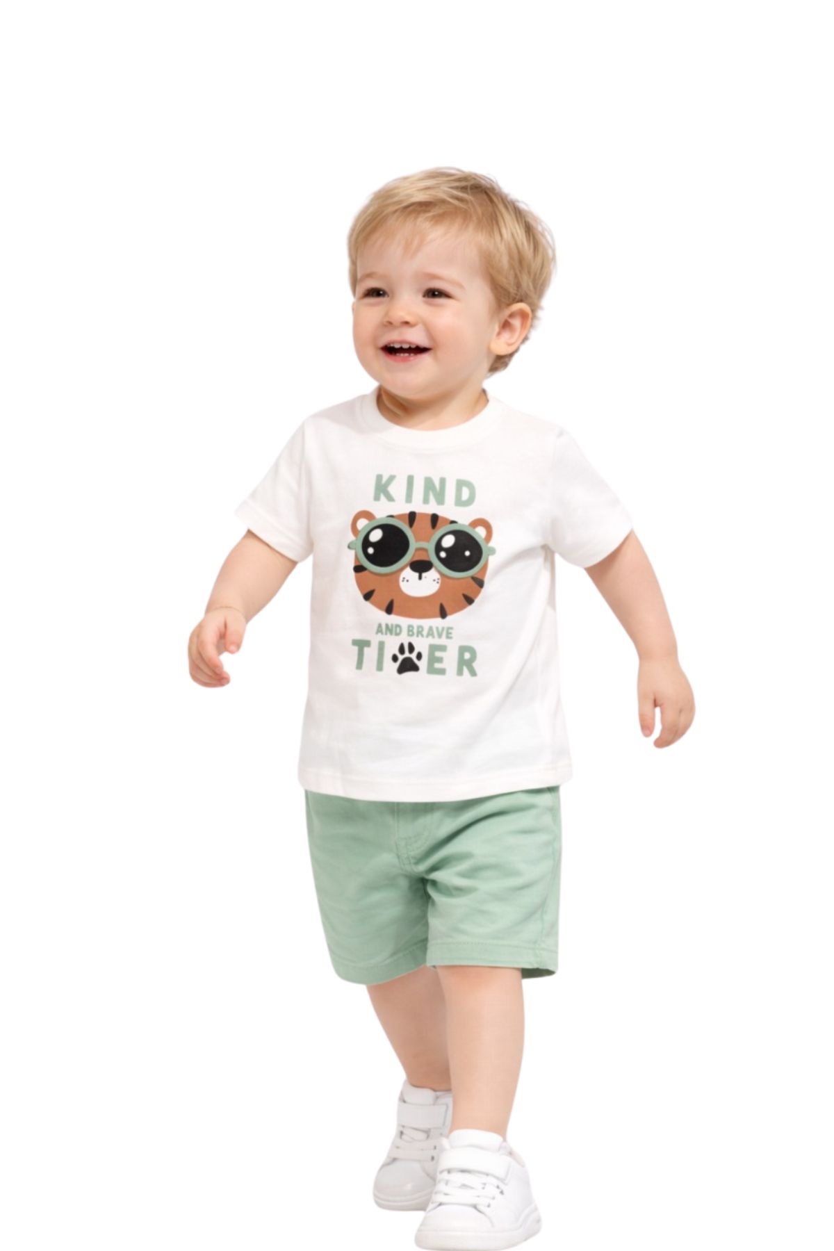 Детска тениска за момче, цвят екрю