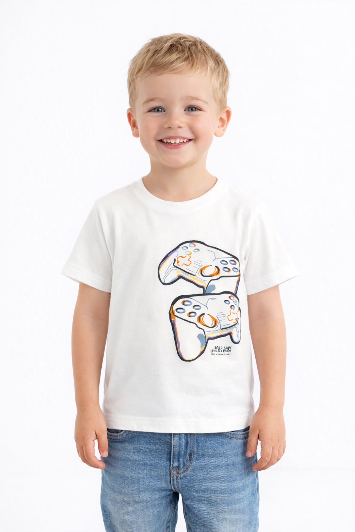 Детска тениска за момче, цвят екрю