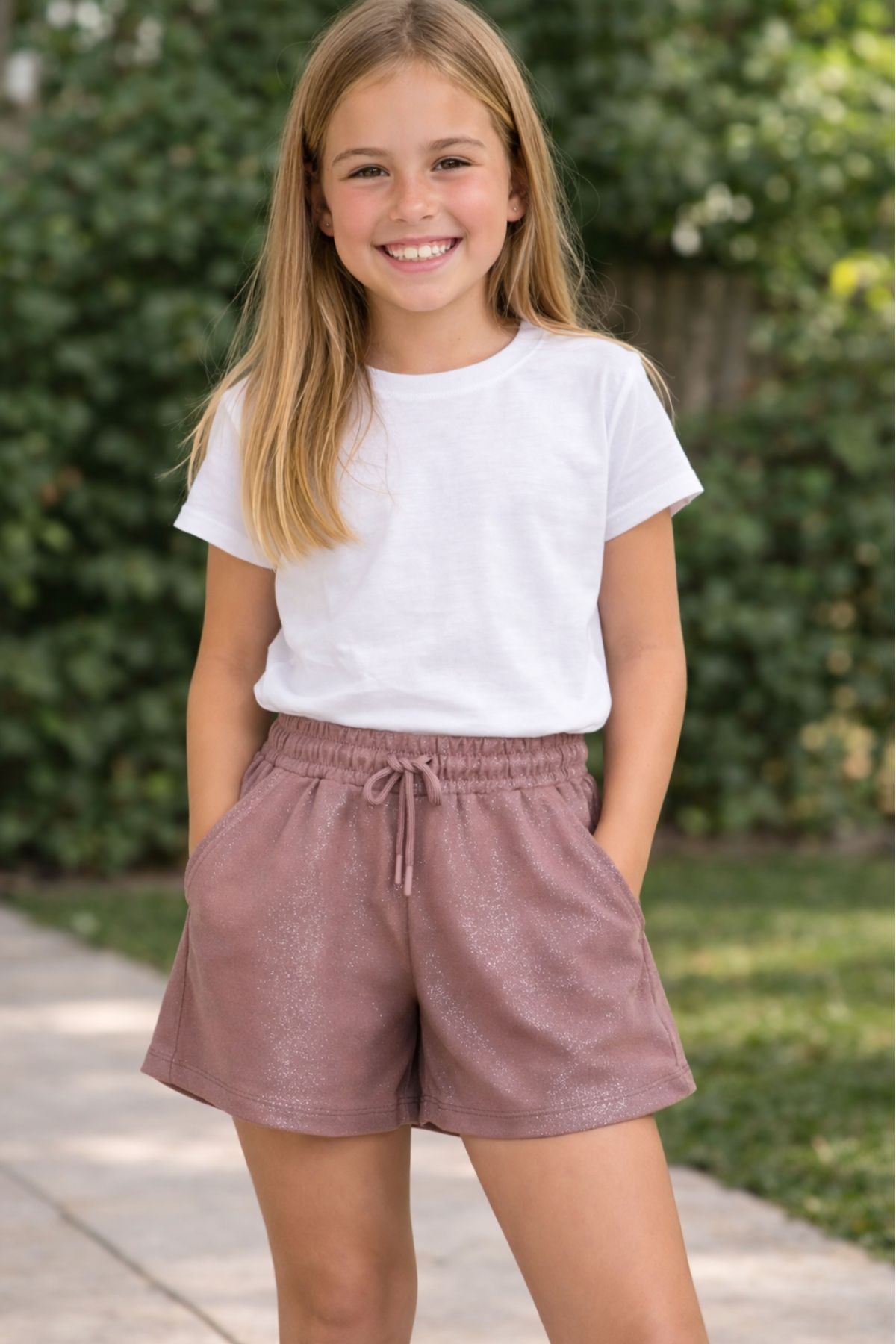 Детски къси панталонки за момиче, кафяв цвят