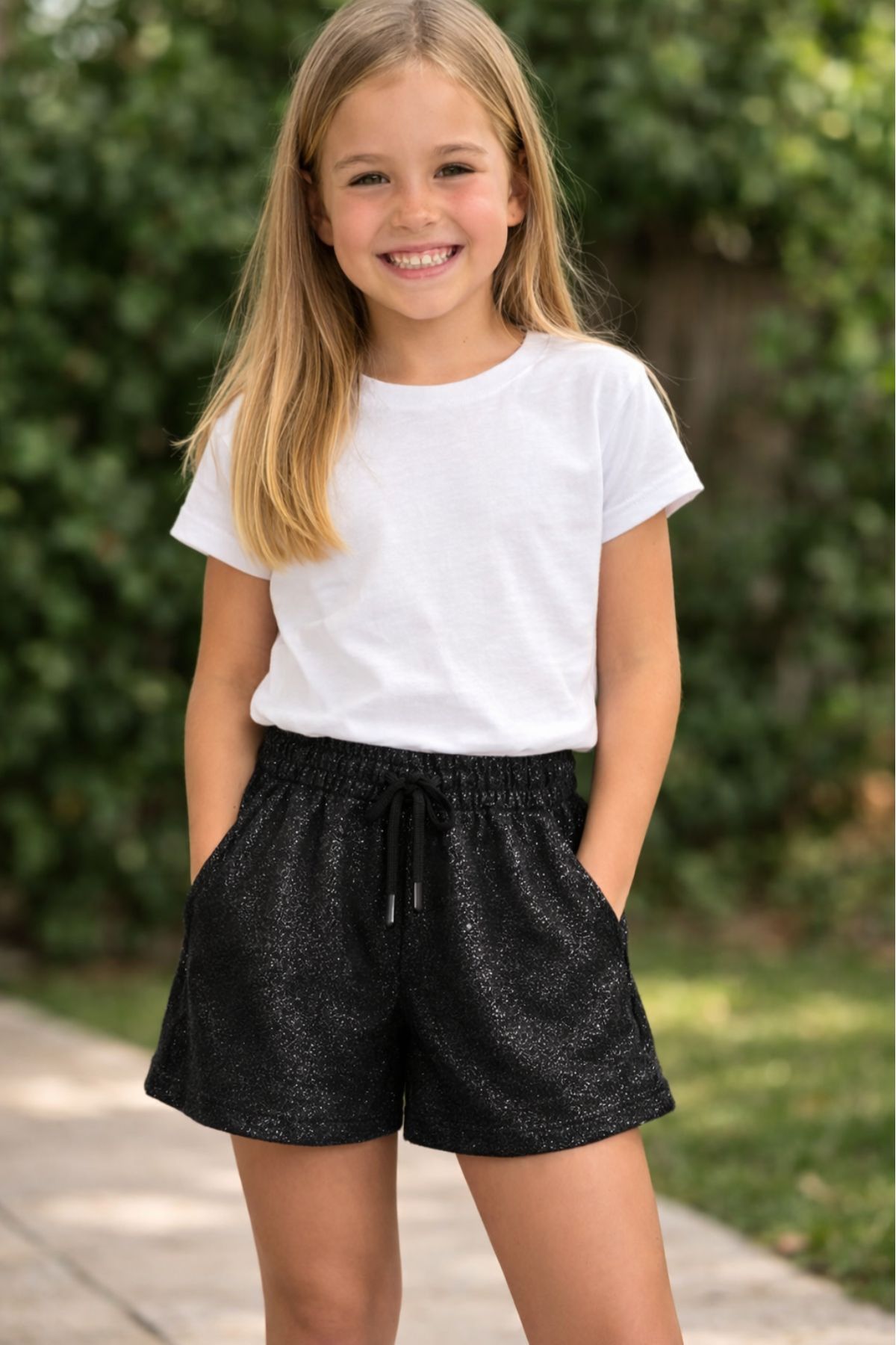 Детски къси панталонки за момиче, черен цвят