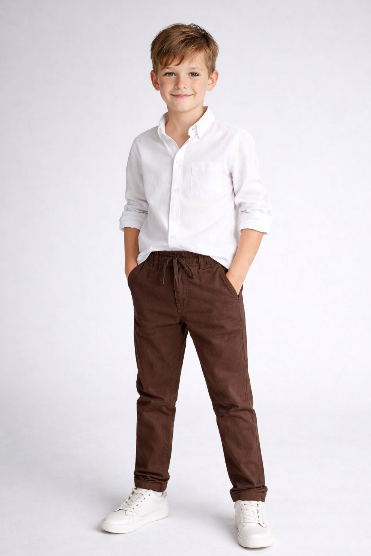 Детски панталон за момче, кафяв цвят