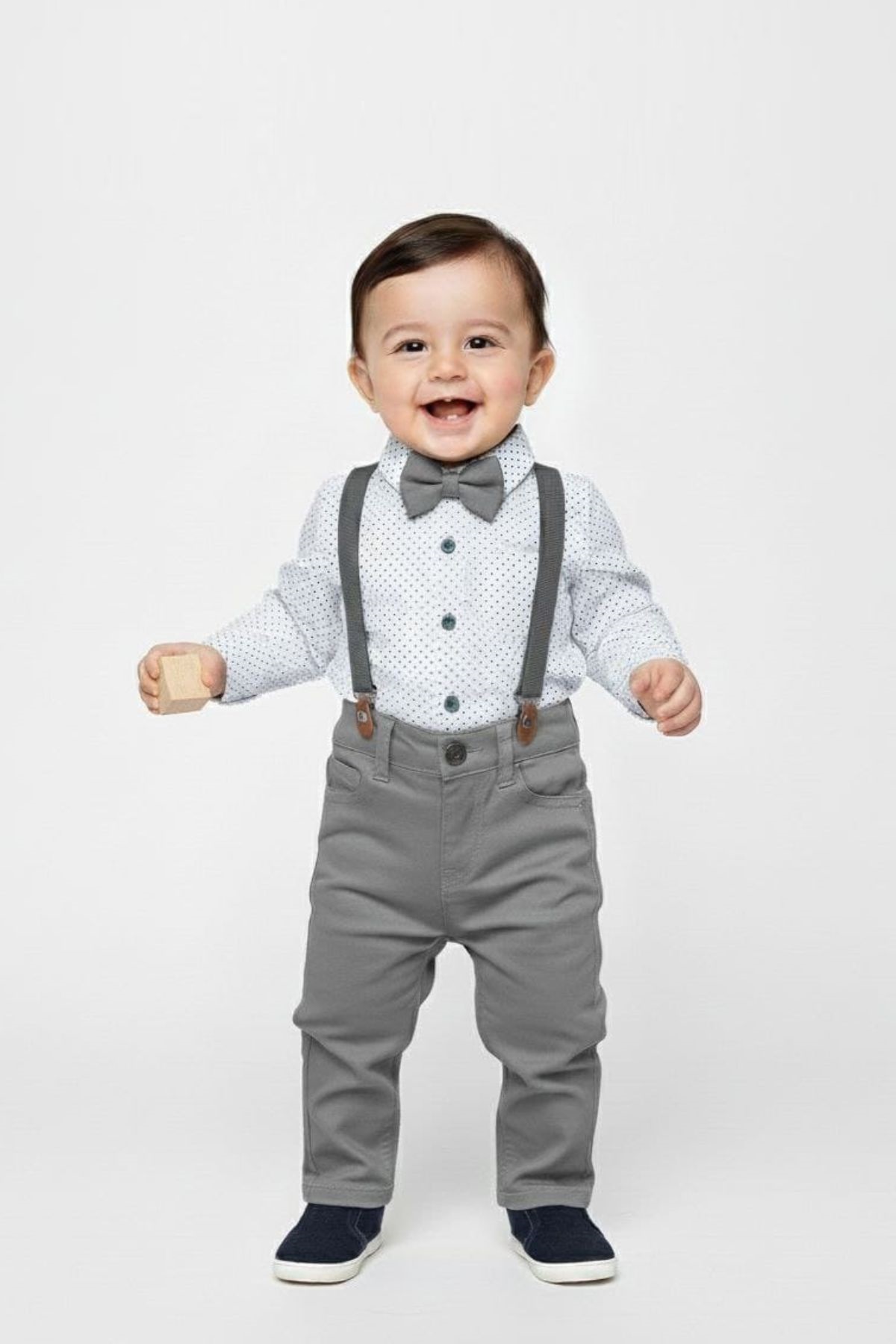 Детски официален комплект за момче с дълъг ръкав, сив цвят