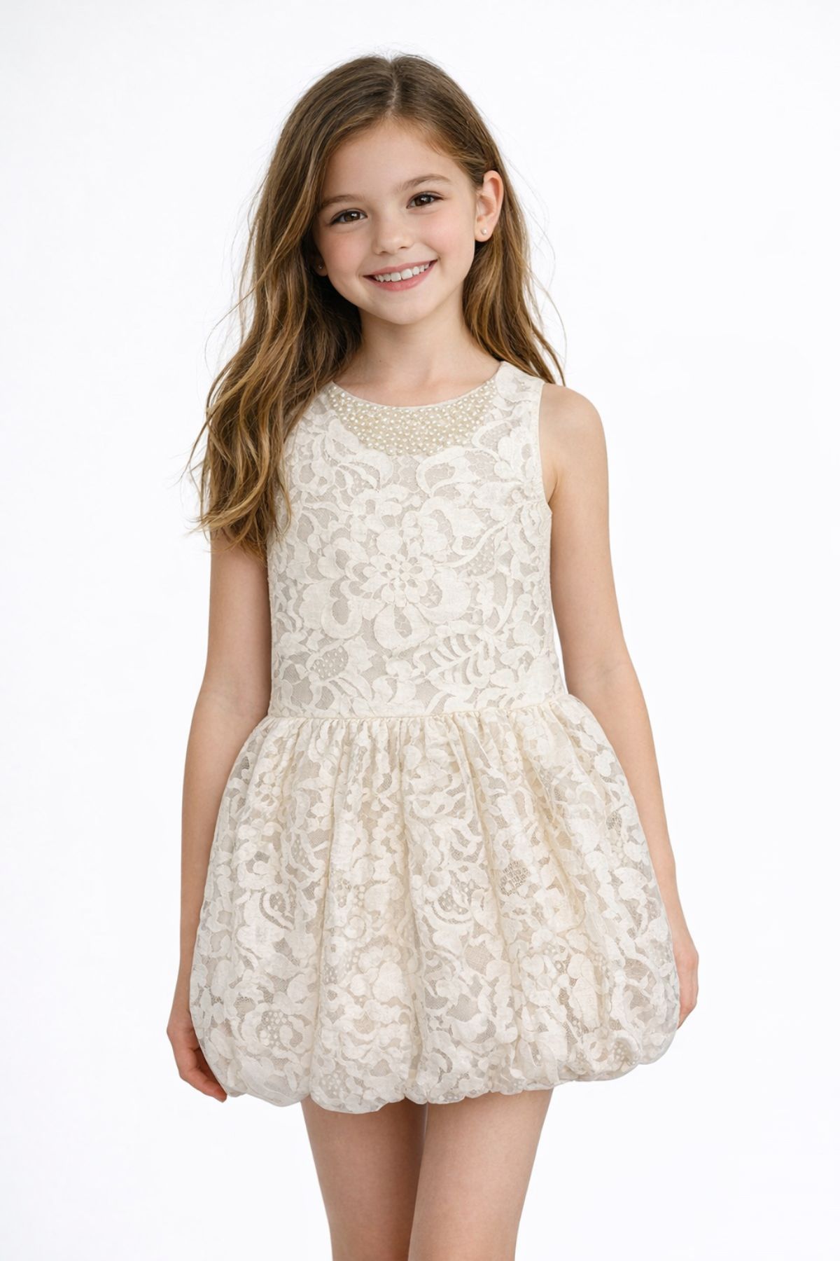 Детска рокля, цвят екрю