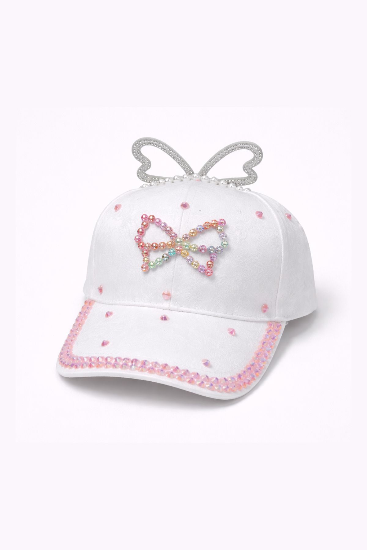 Детска шапка за момиче, бял цвят