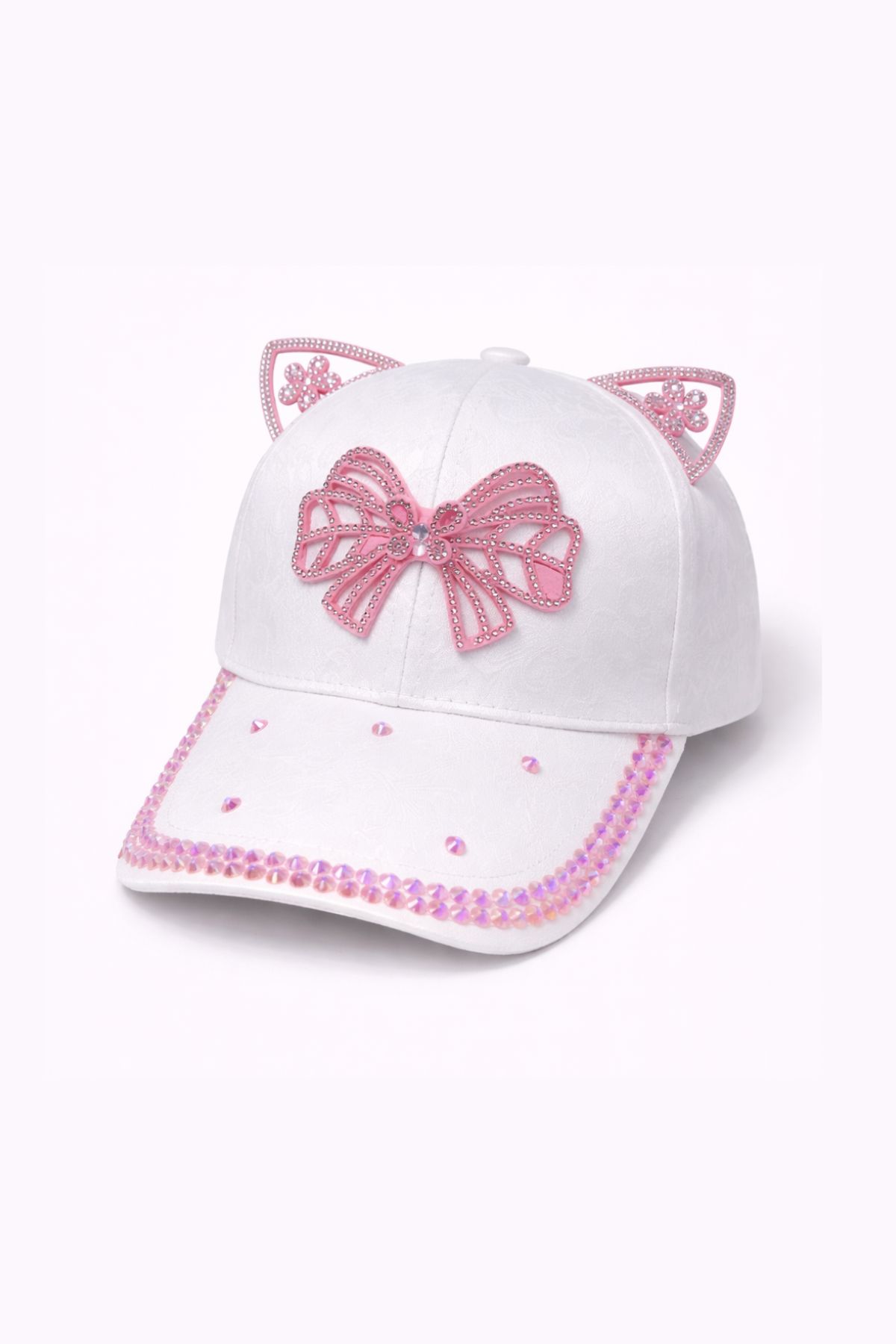 Детска шапка за момиче, бял цвят