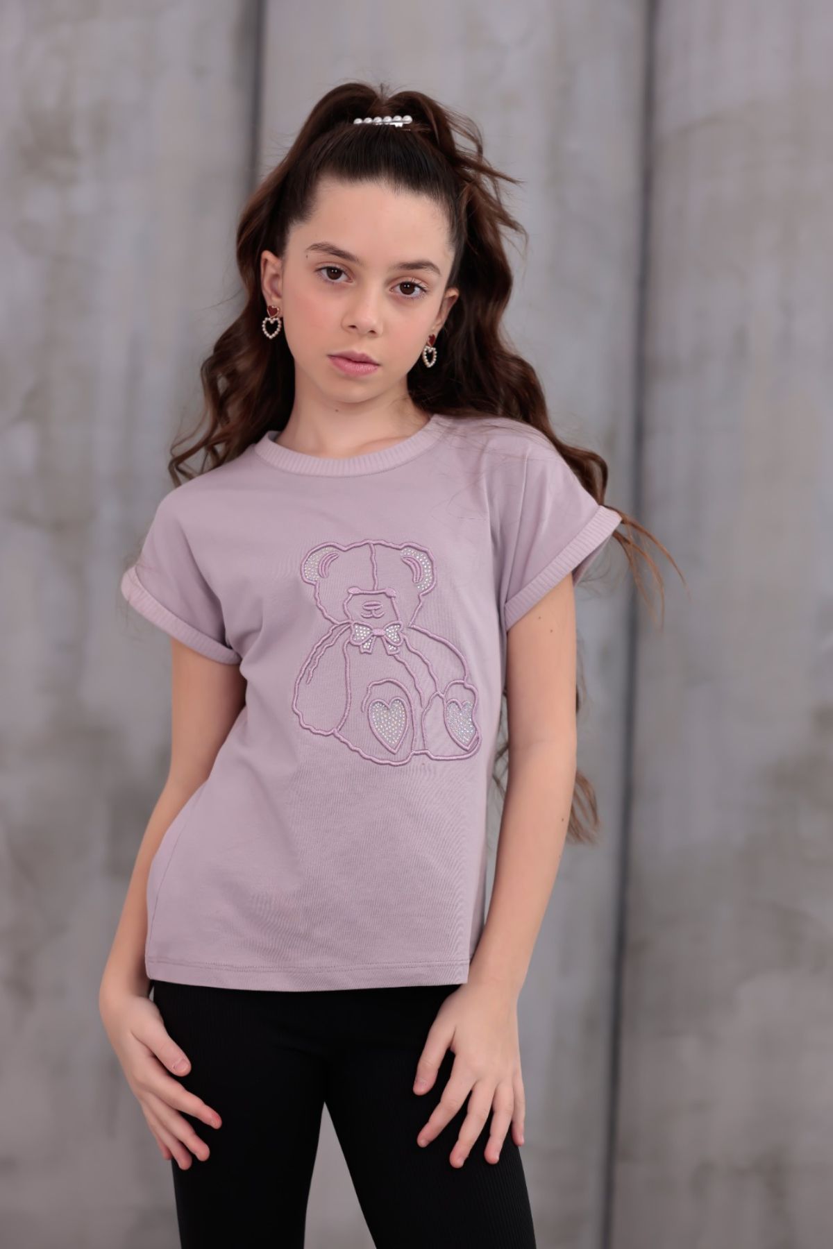 Детска тениска за момиче, лилав цвят