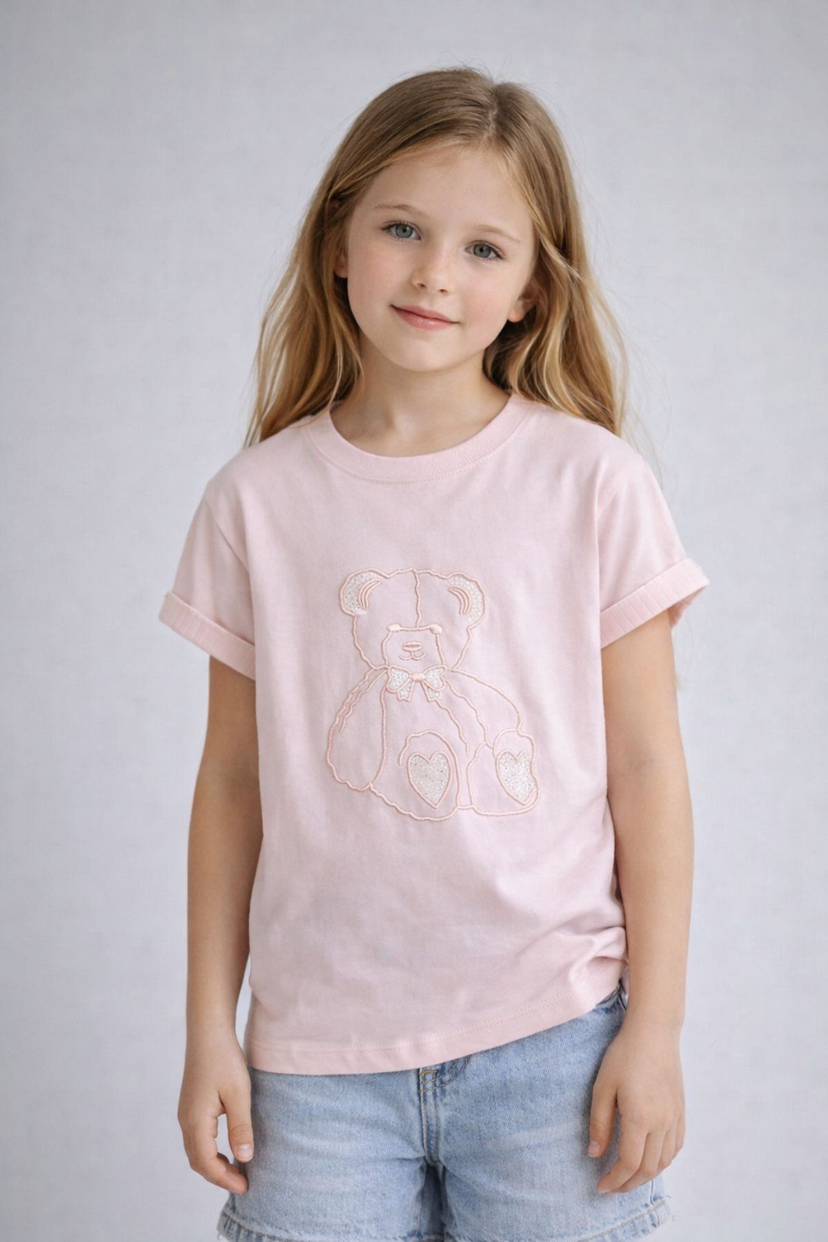  Детска тениска за момиче, розов цвят  