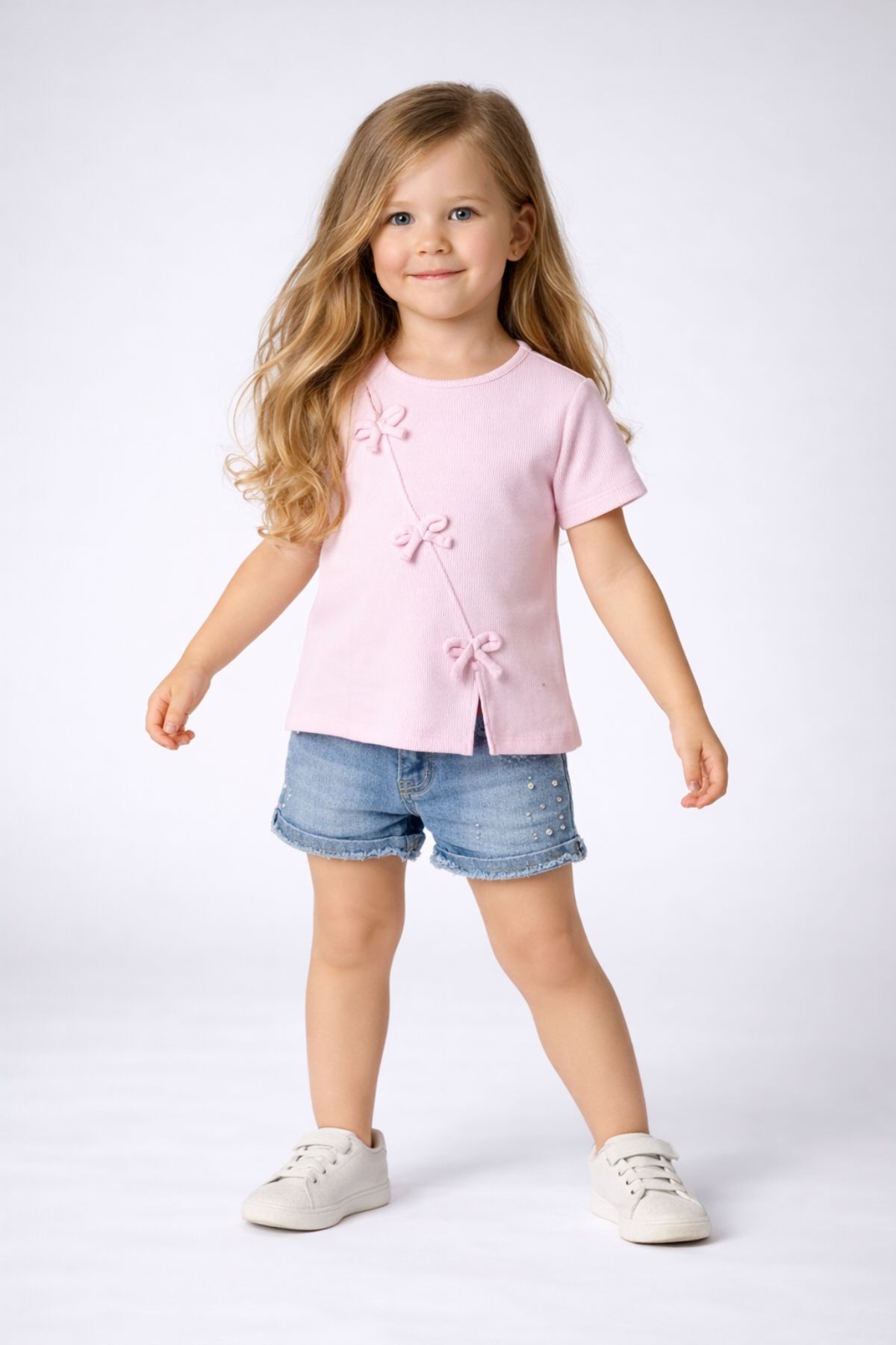 Детска тениска за момиче, розов цвят