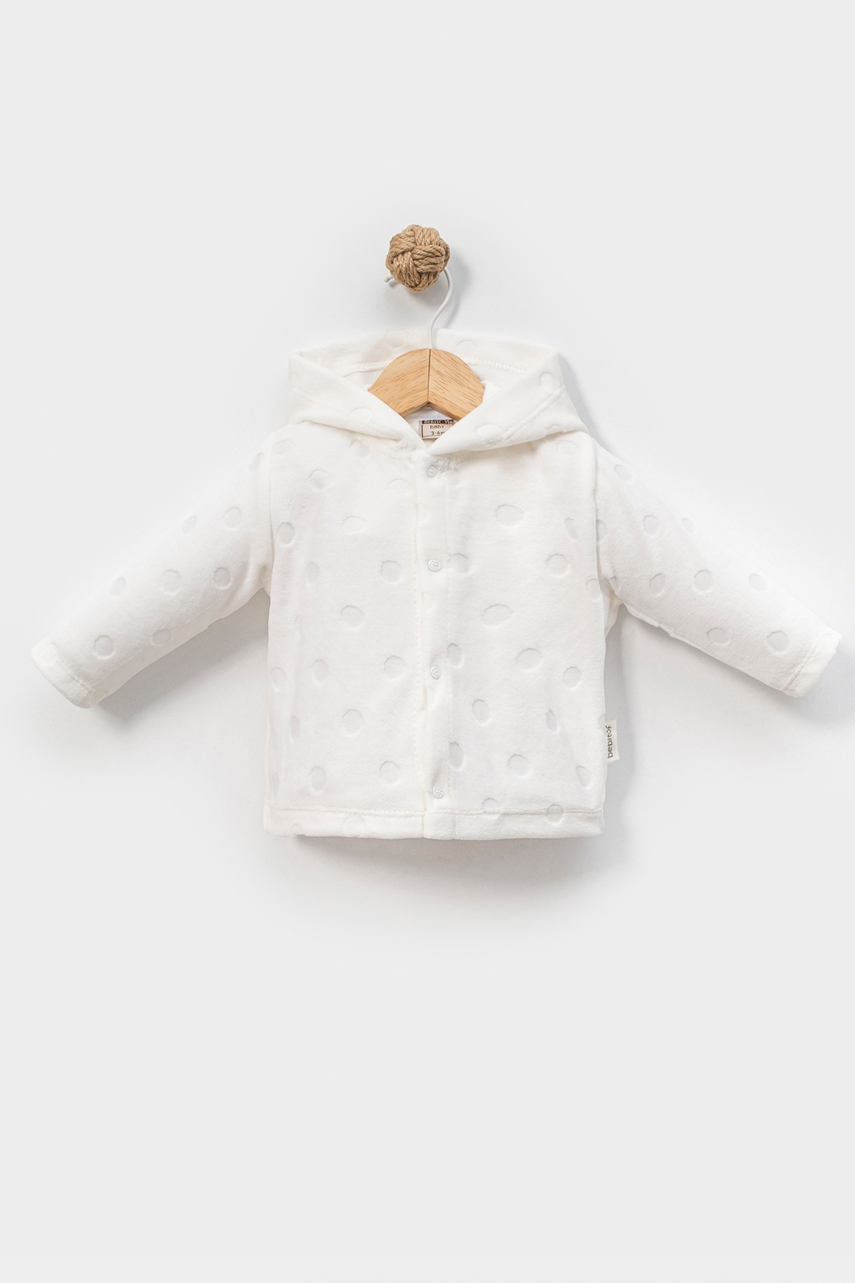Бебешка жилетка с качулка, цвят екрю