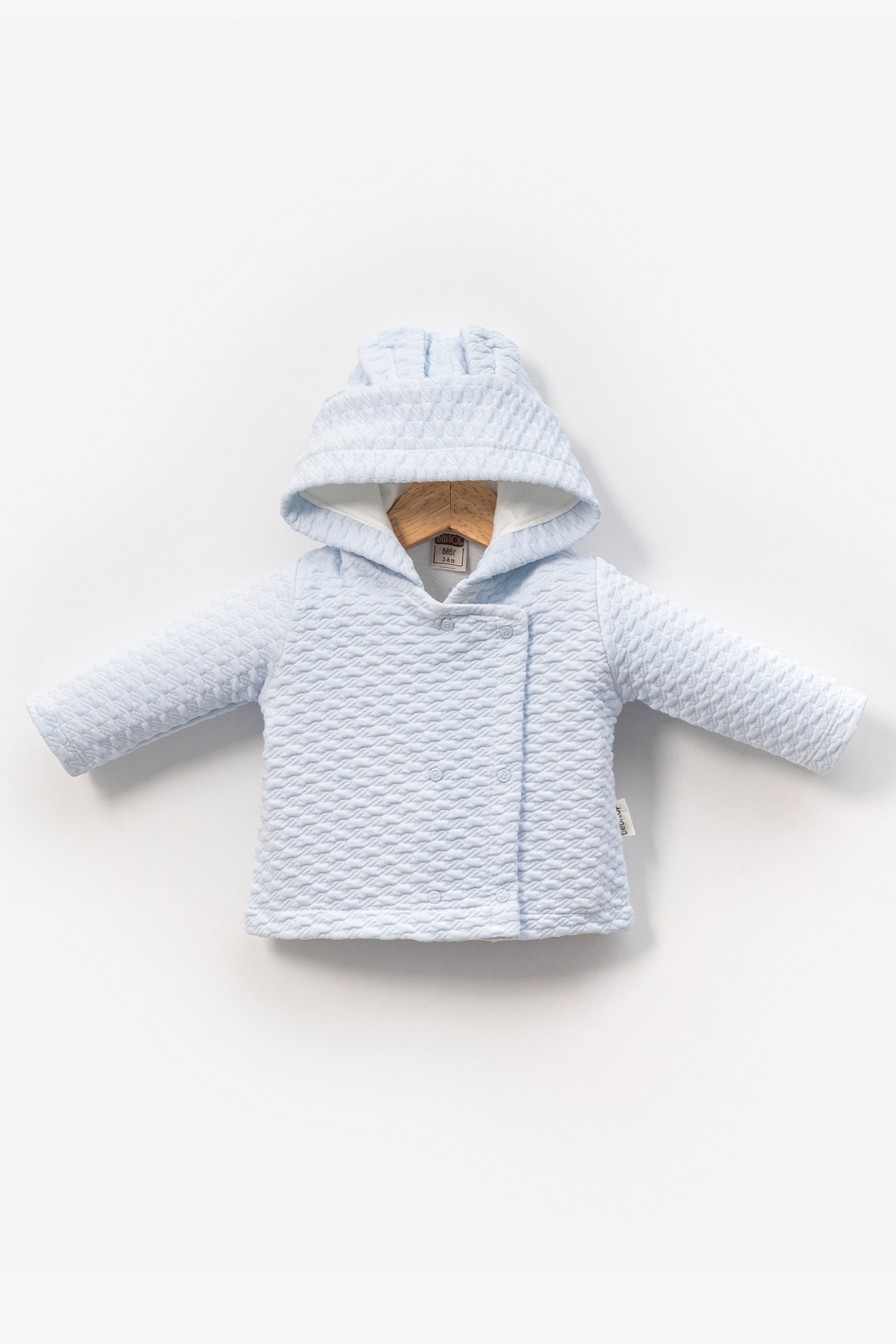 Бебешка жилетка за момче с качулка, син цвят 