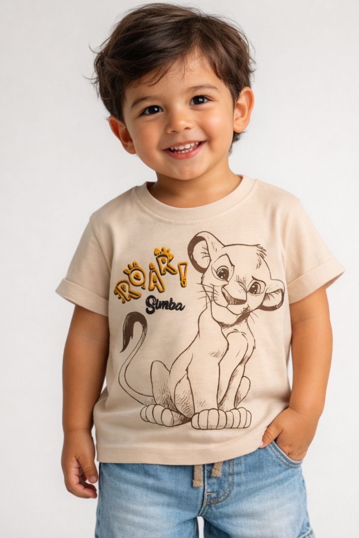 Детска тениска за момче, бежов цвят