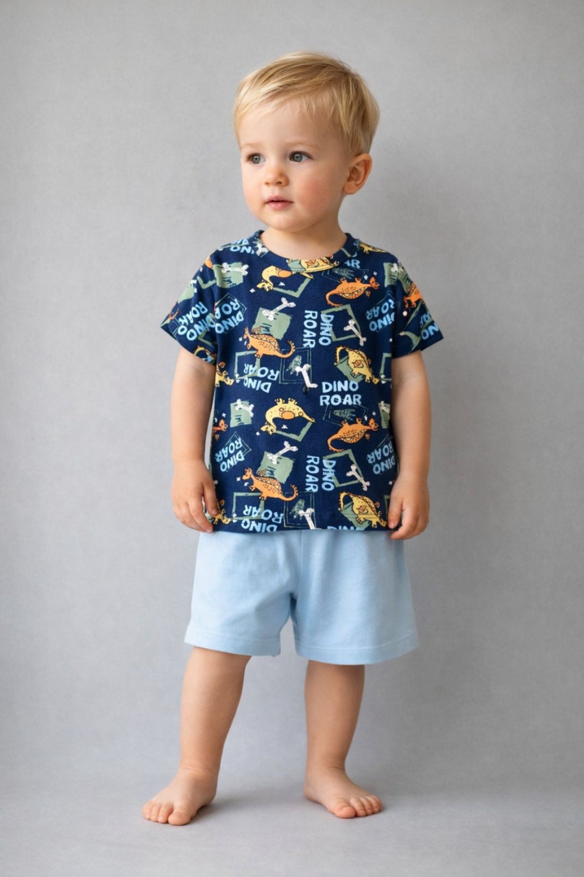 Детски комплект за момче с къс ръкав,  син цвят 
