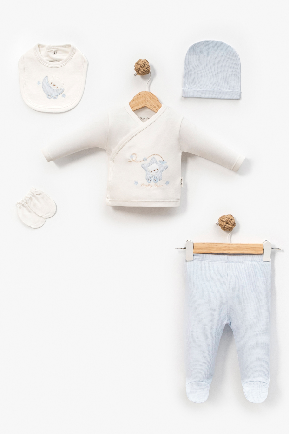 Бебешки комплект за изписване 5 части, син цвят