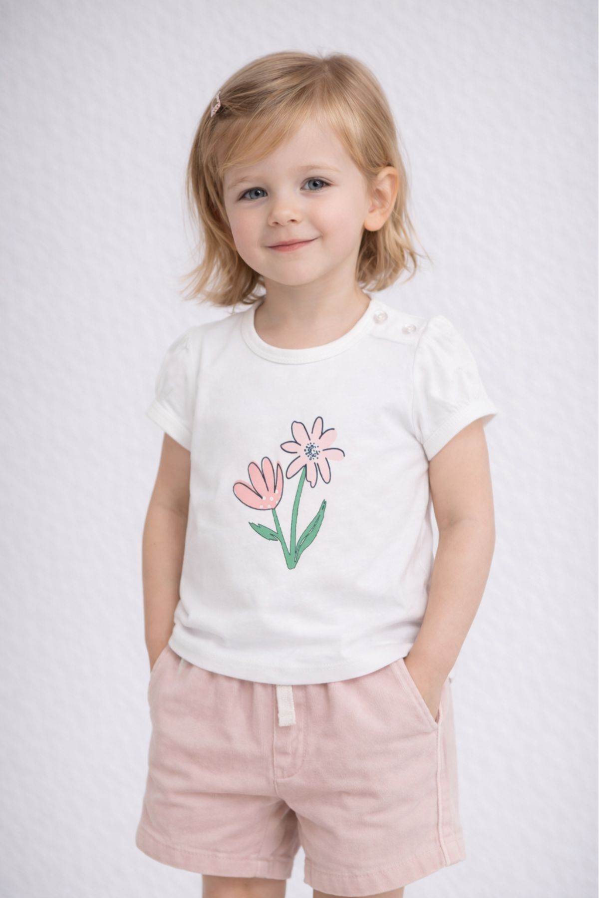 Детска тениска за момиче, бял цвят