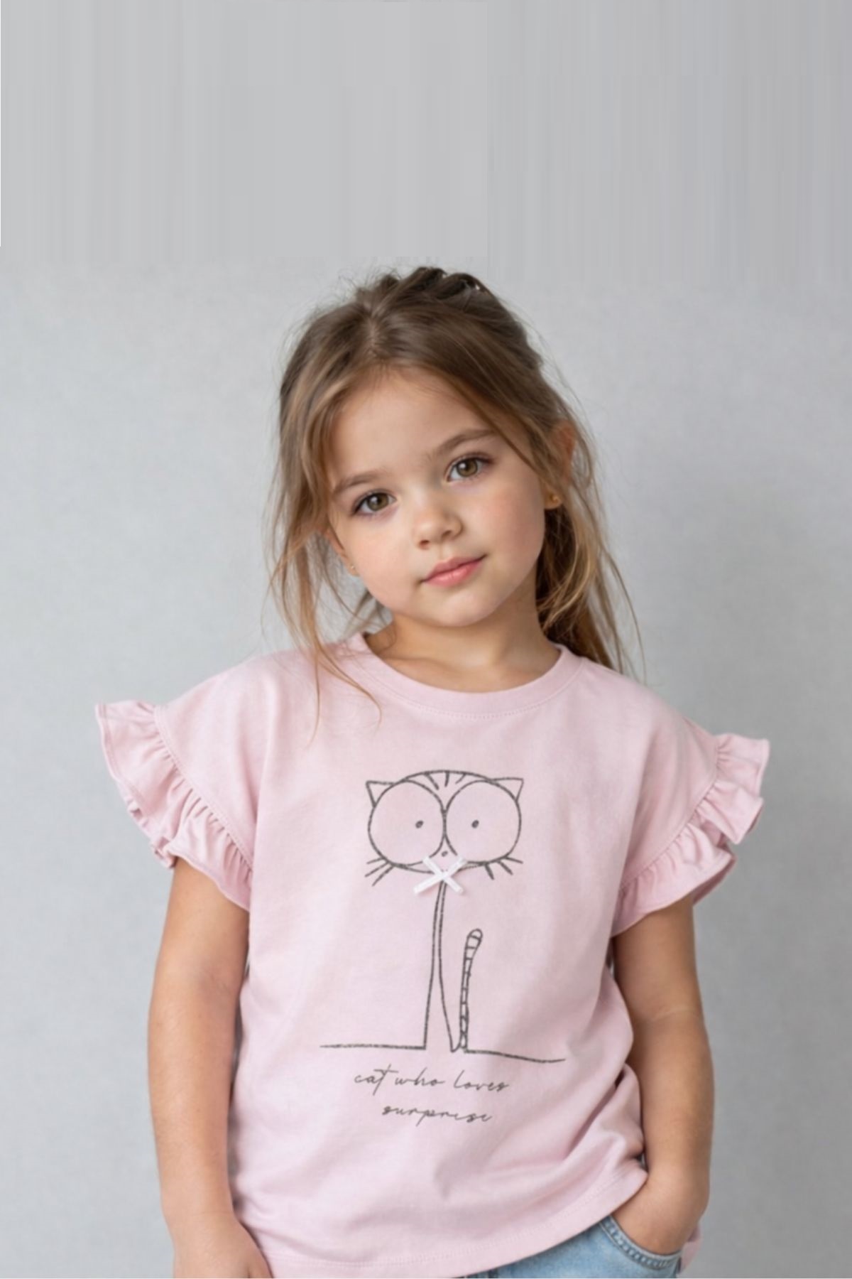 Детска тениска за момиче, розов цвят 