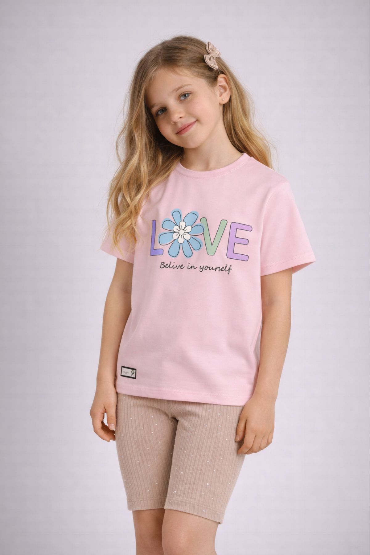 Детска тениска за момиче, розов цвят