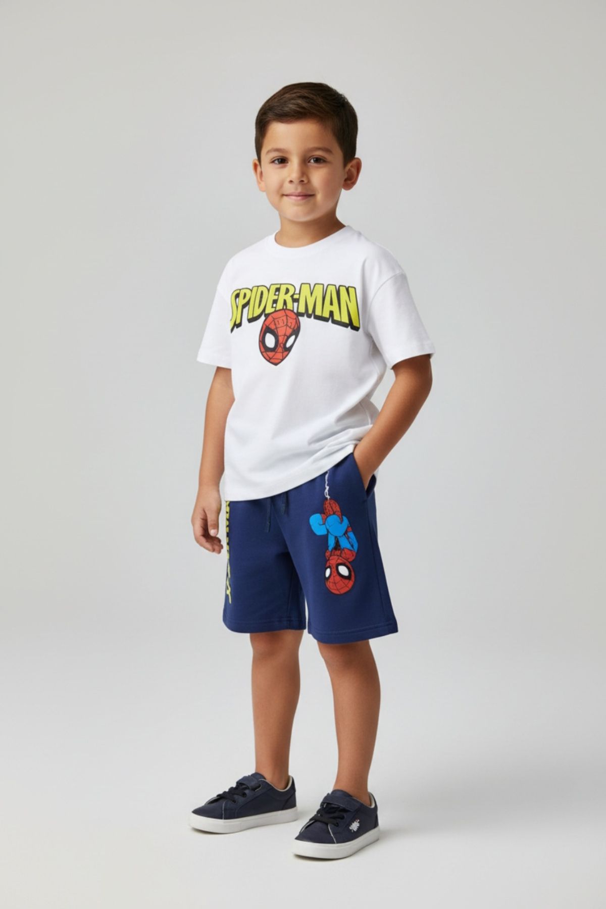 Детски комплект за момче с къс ръкав, син цвят     