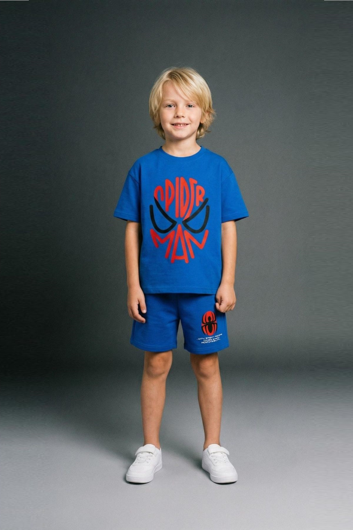 Детски комплект за момче с къс ръкав, син цвят 