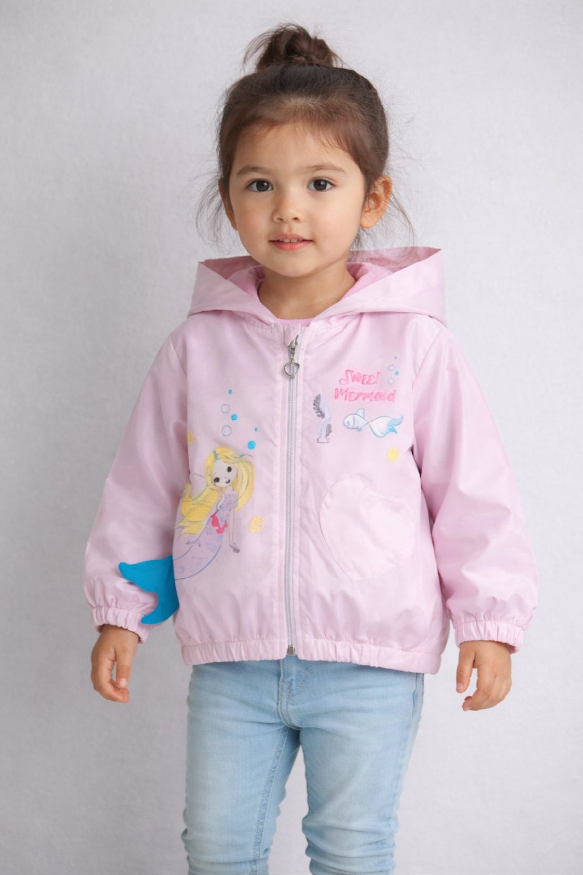 Детско яке за момиче, розов цвят  