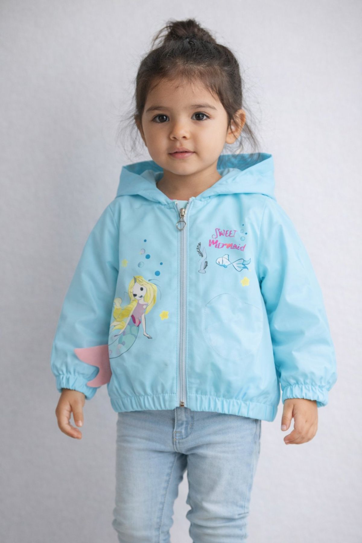 Детско яке за момиче, син цвят  