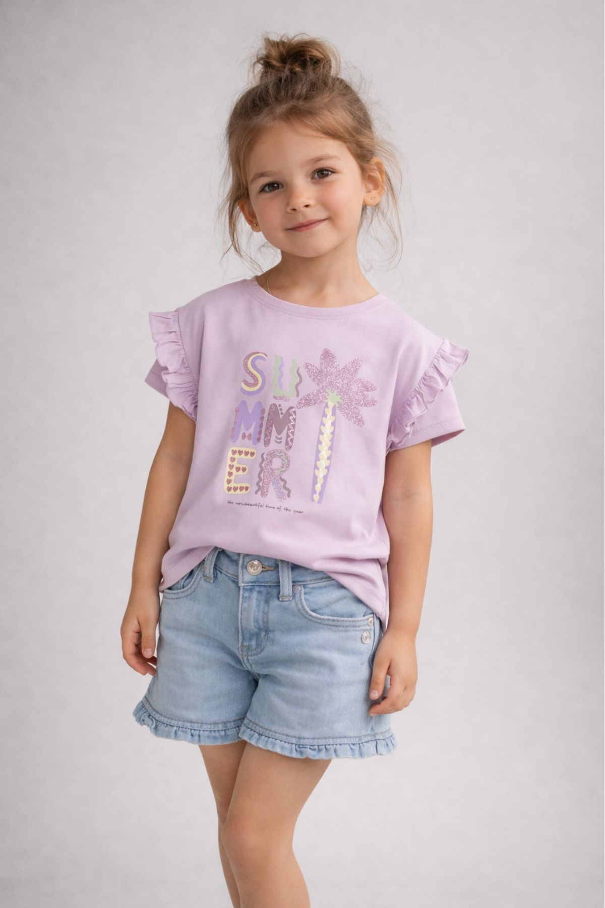 Детска тениска момиче, лилав цвят