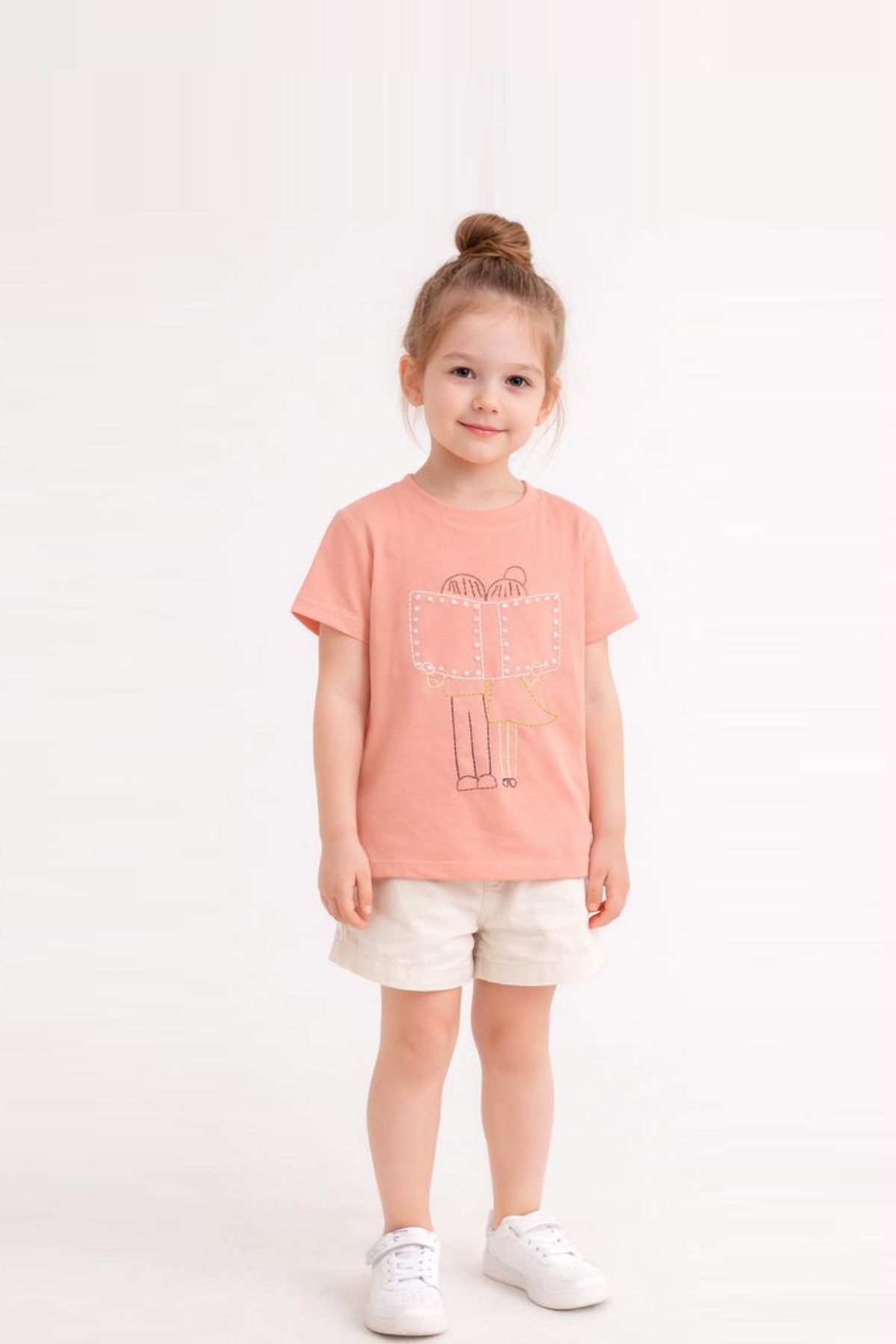Детска тениска за момиче, оранжев цвят