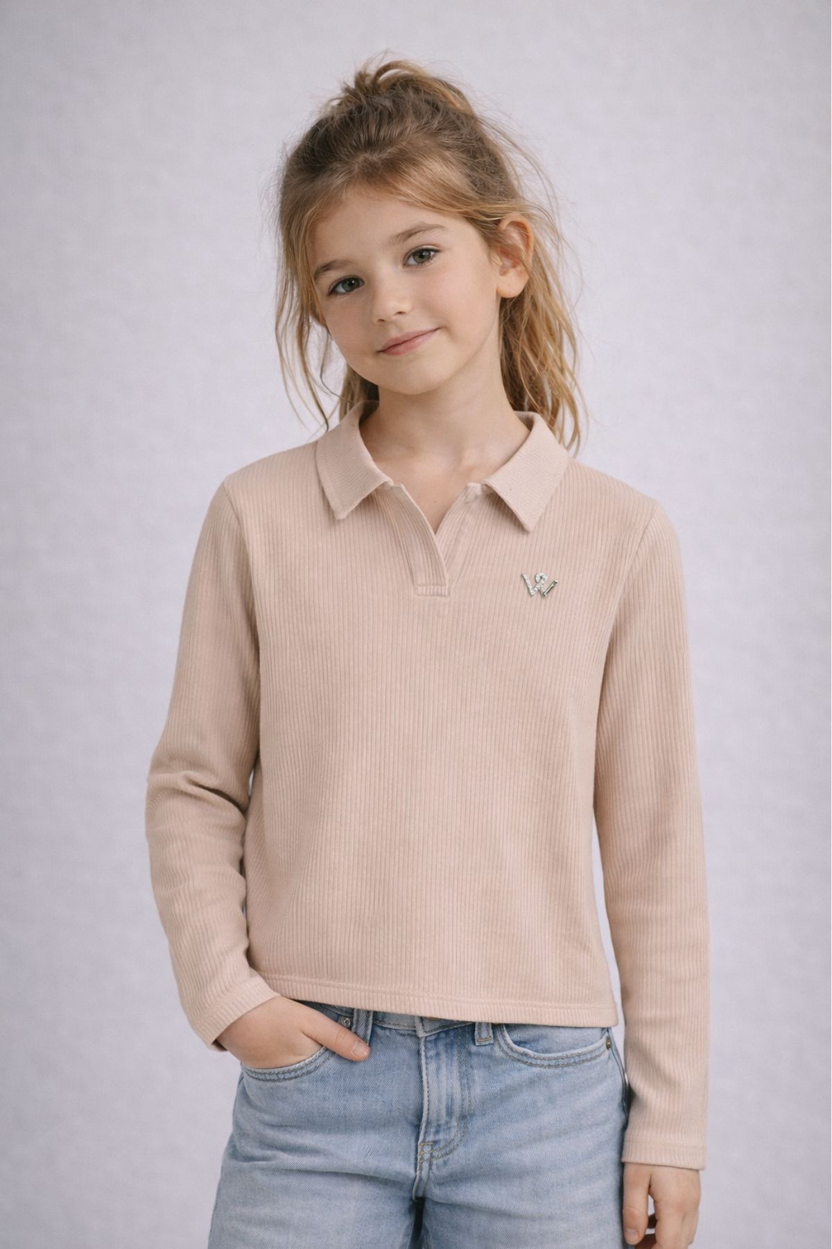 Детска блуза за момиче, бежов цвят