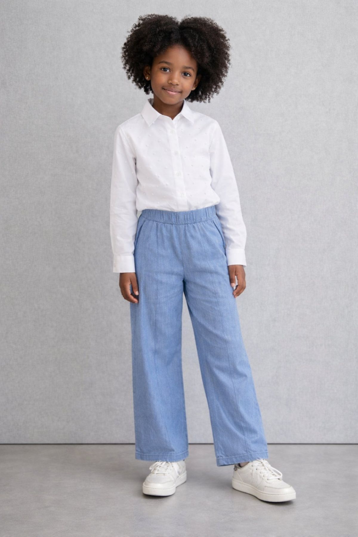 Детска риза за момиче, бял цвят  