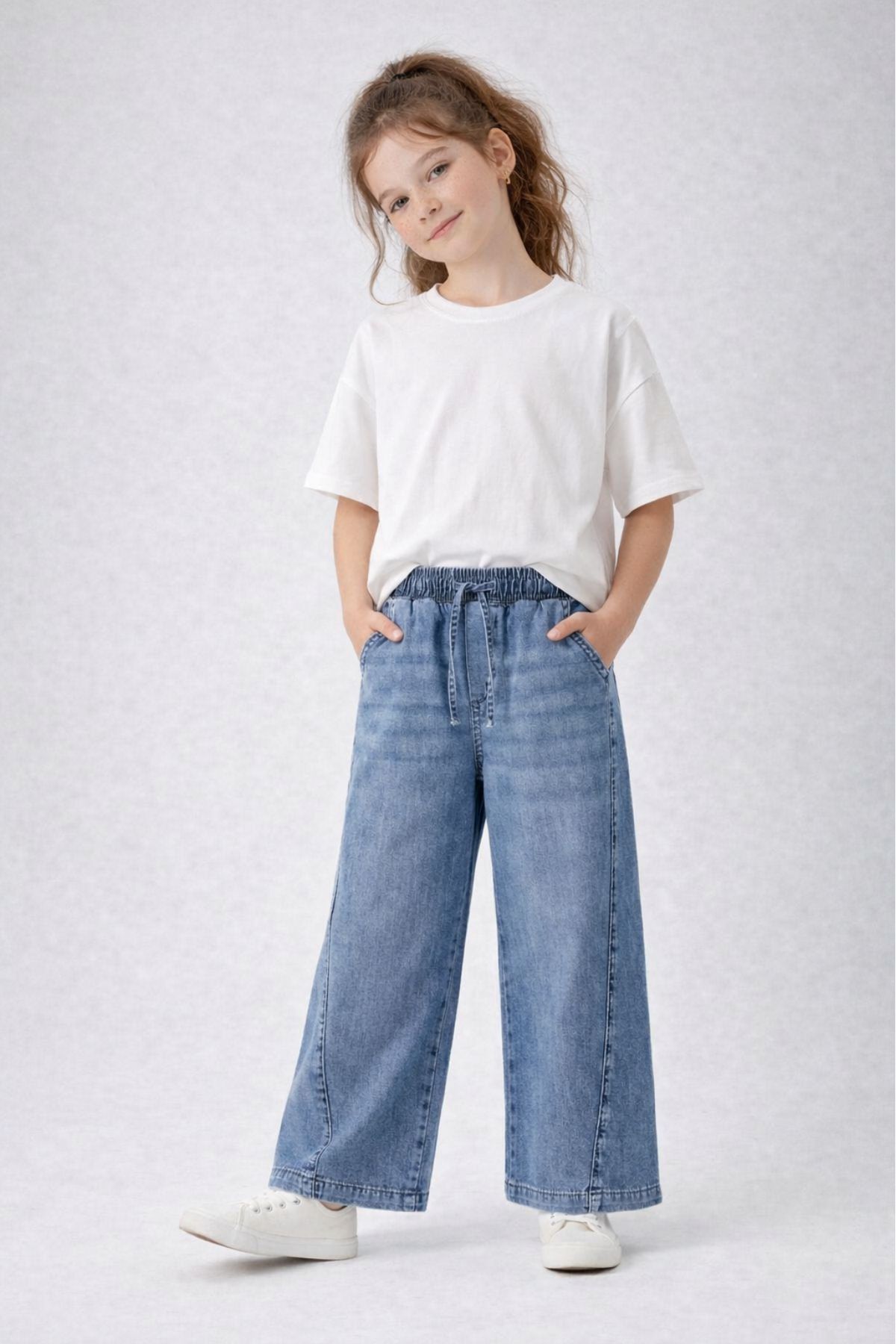 Детски дънки за момиче, син цвят