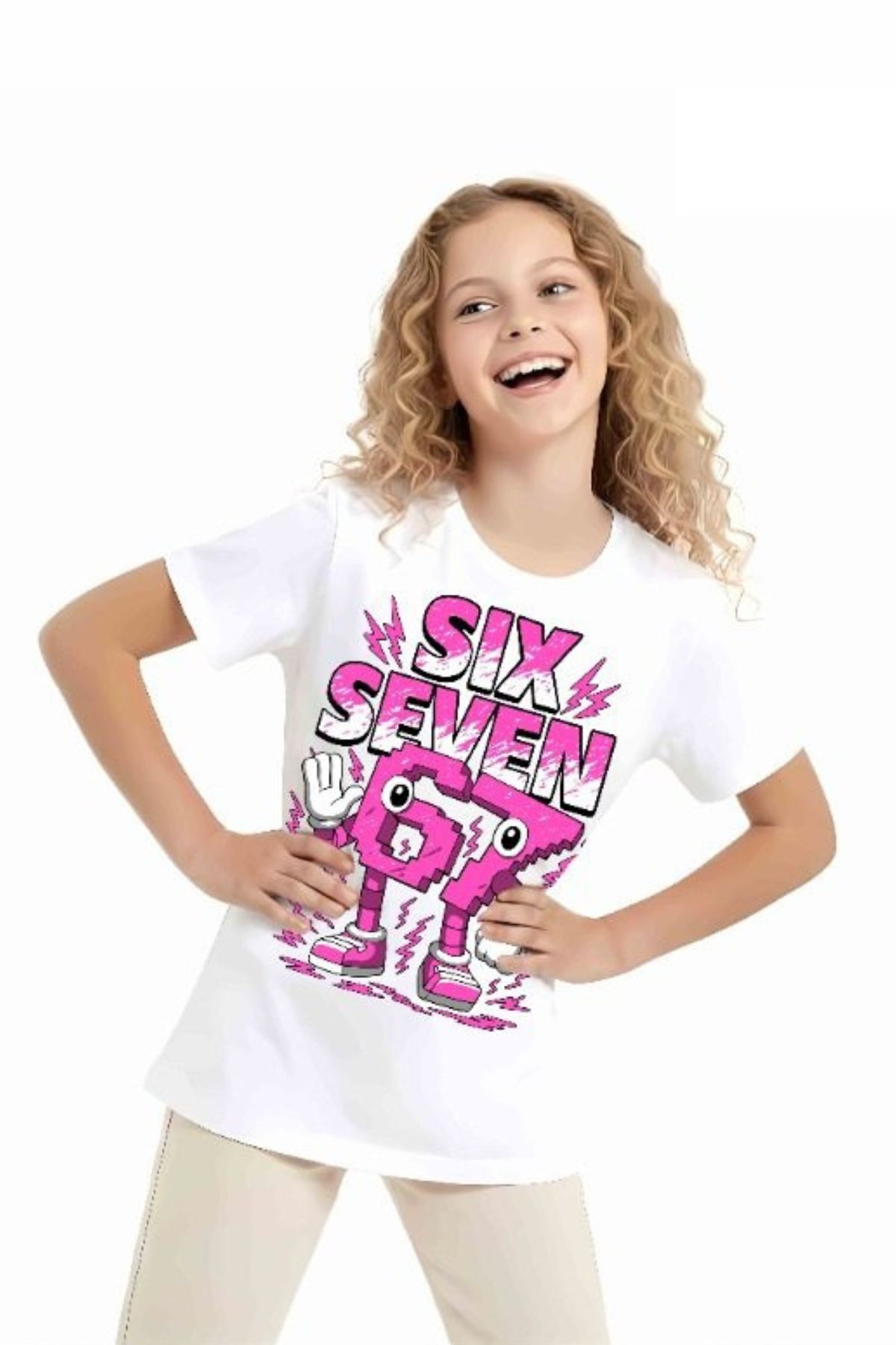 Детска тениска за момиче, цвят екрю