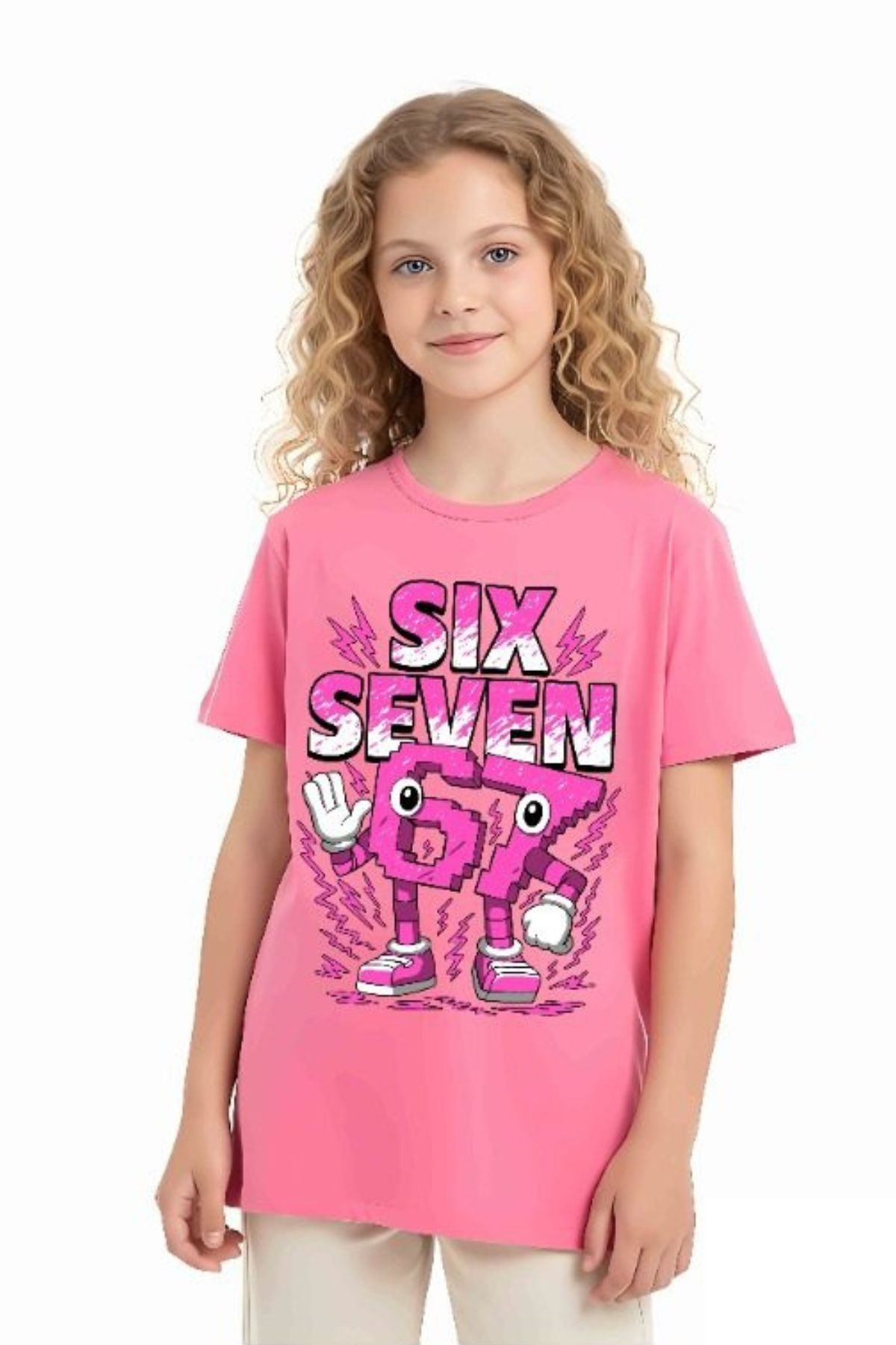 Детска тениска за момиче, цикламен цвят  