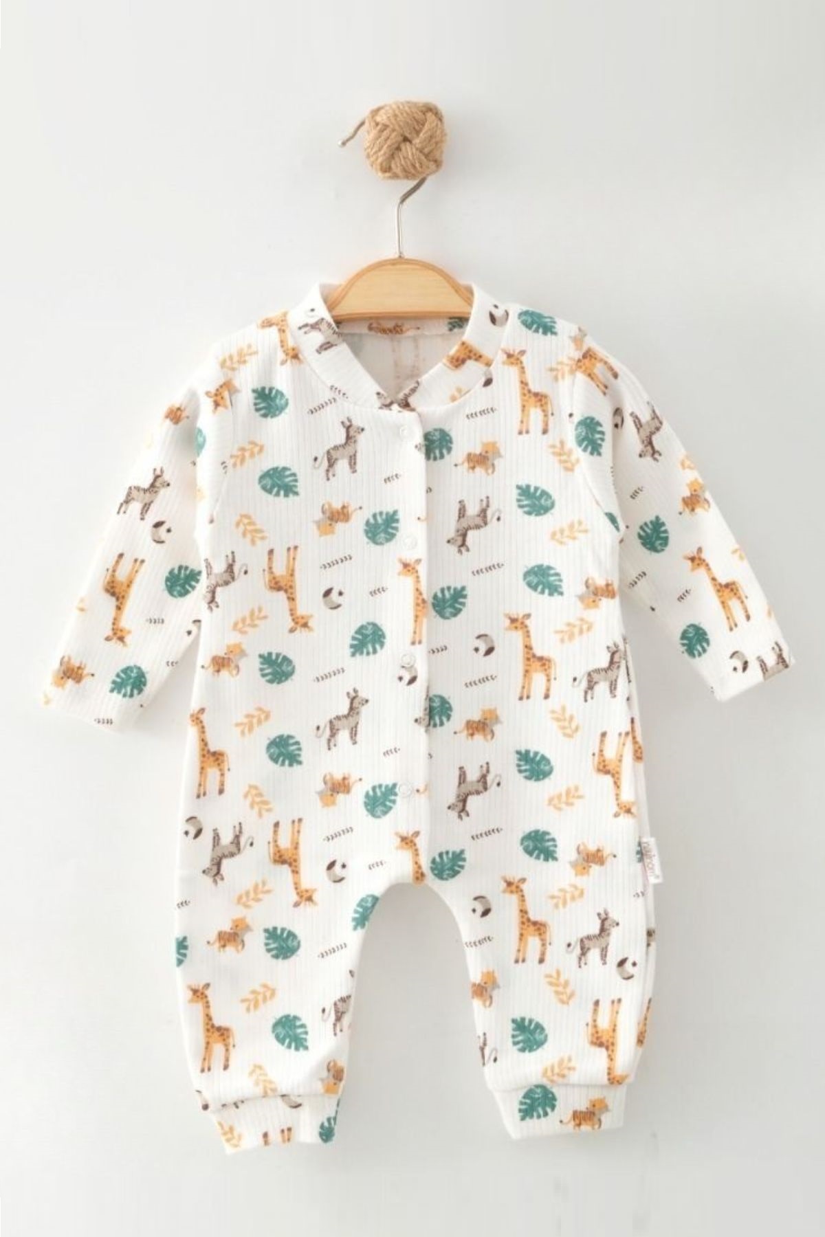 Бебешки гащеризон с дълъг ръкав, цвят екрю