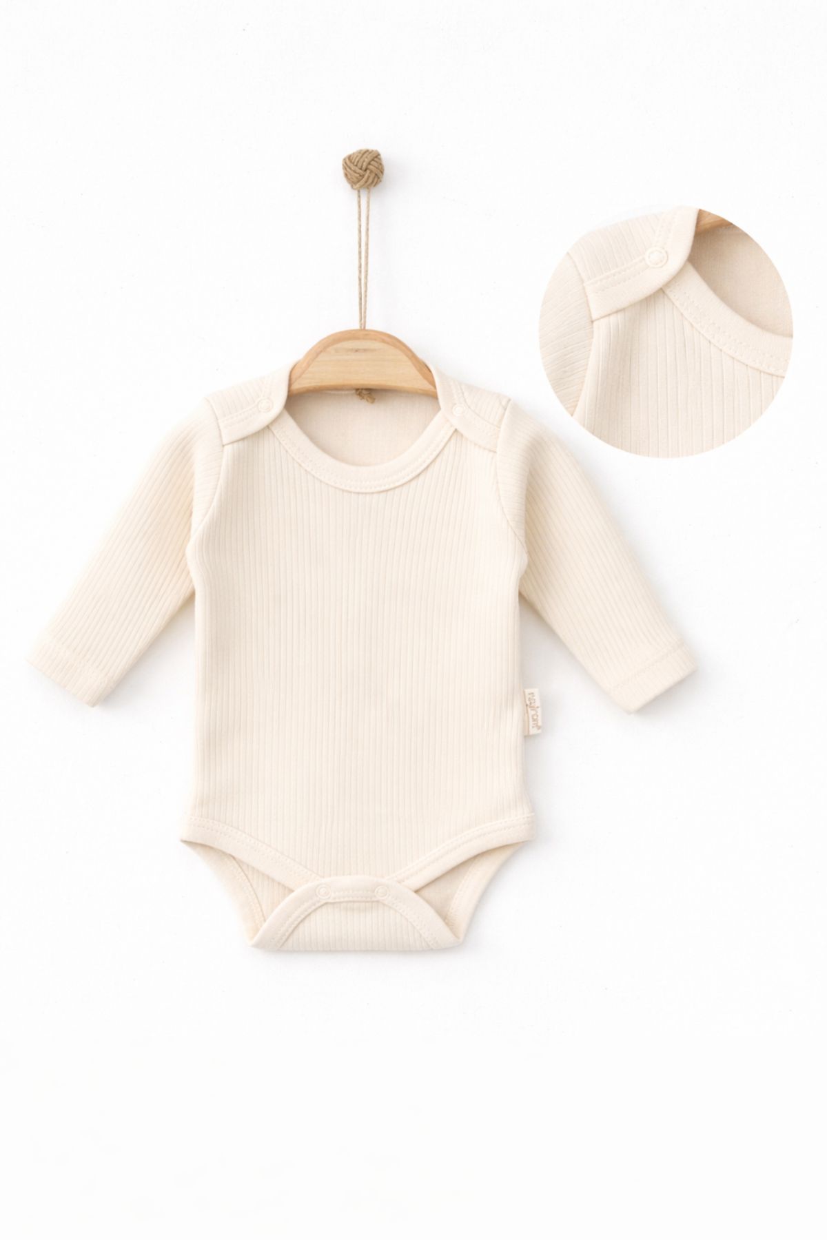 Бебешко боди рипс с къс ръкав, цвят екрю