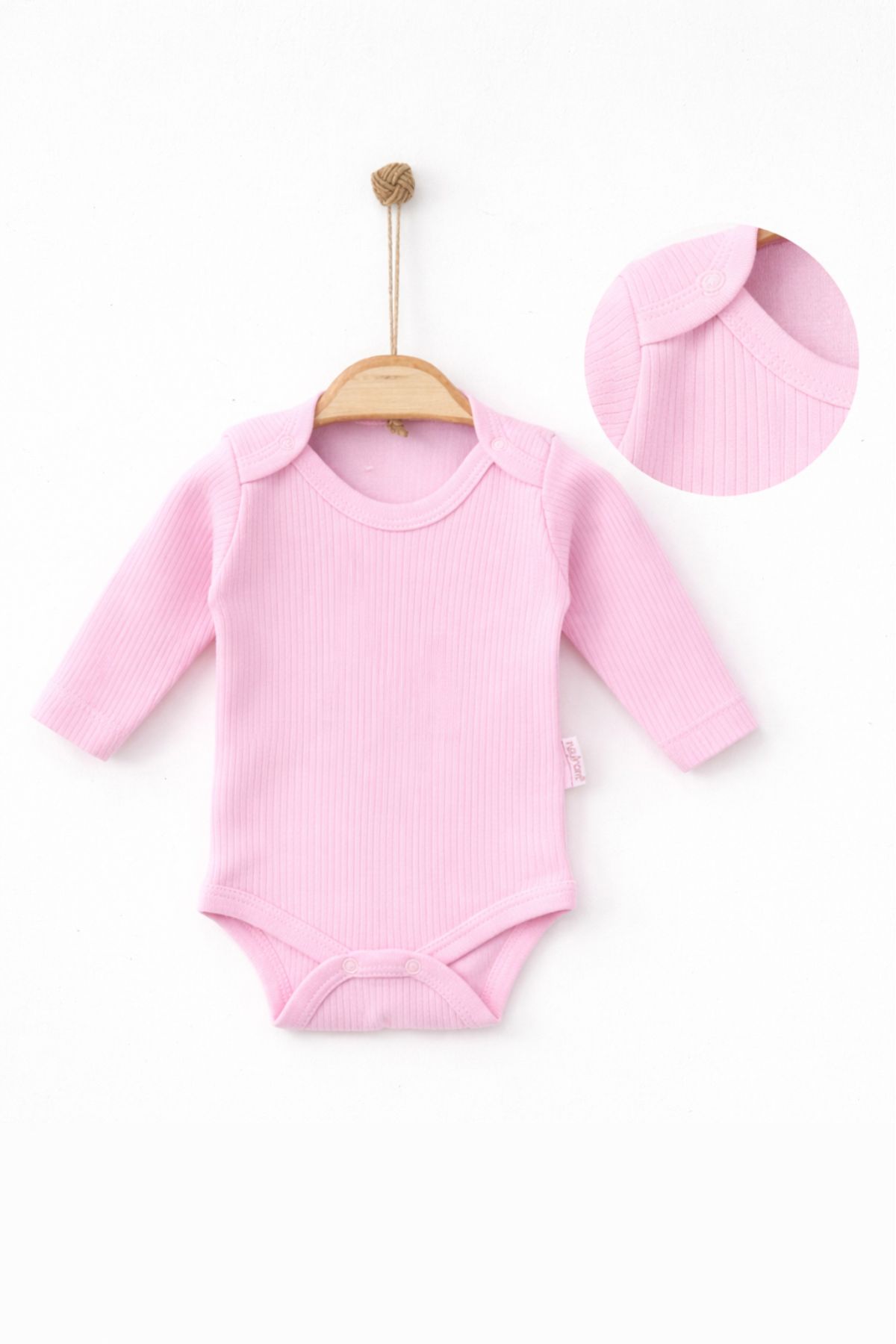 Бебешко боди рипс за момиче с къс ръкав, розов цвят