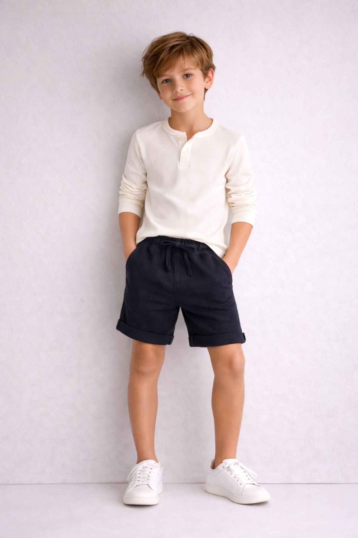 Детски къси панталонки за момче, тъмно син цвят