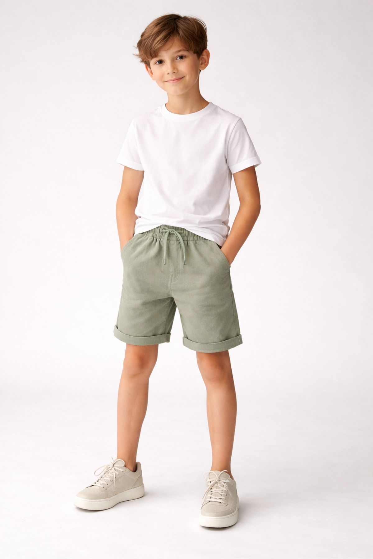 Детски къси панталонки за момче, зелен цвят