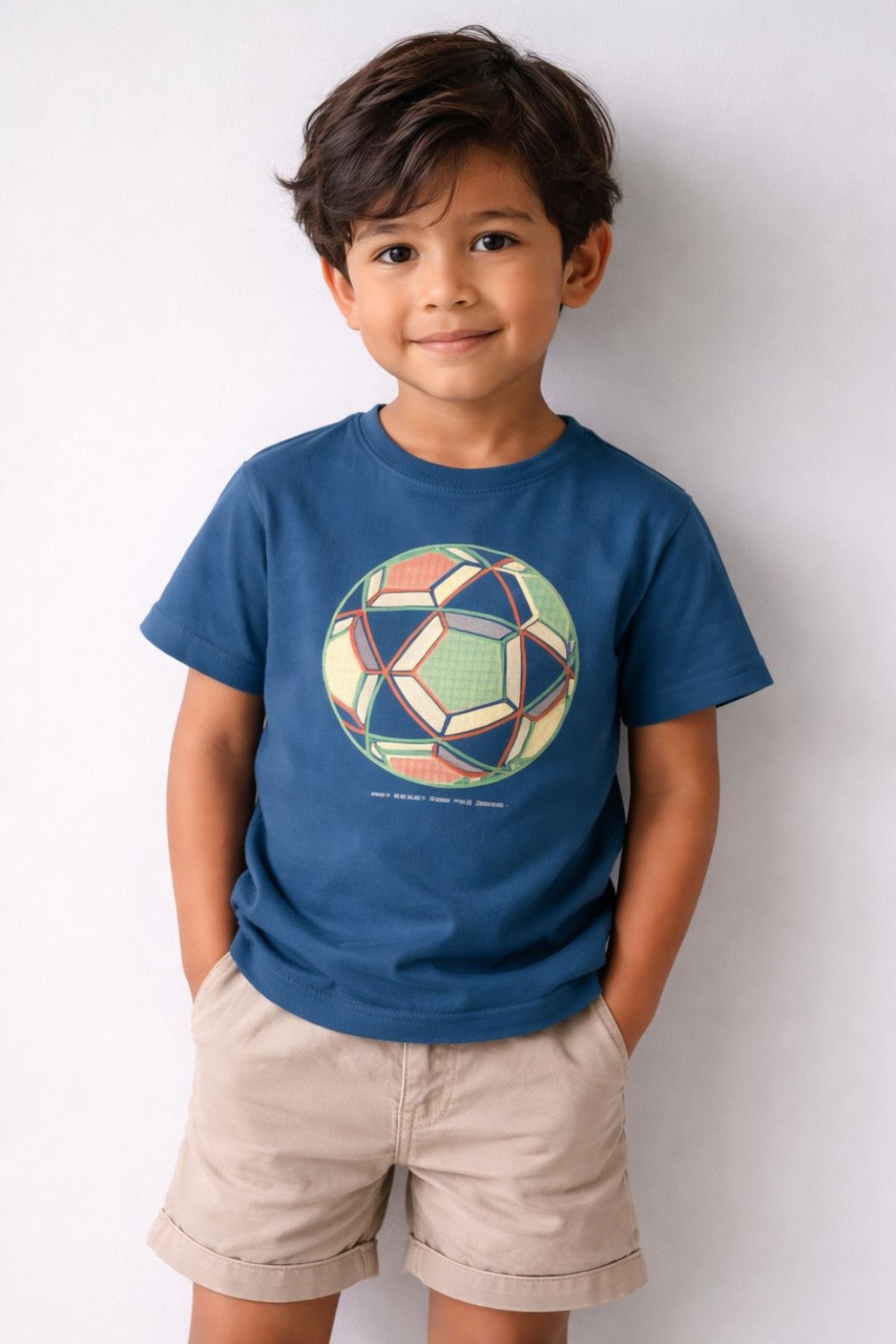 Детска тениска за момче, син цвят