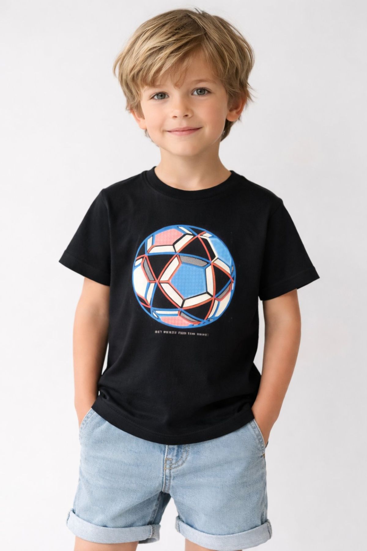 Детска тениска за момче, черен цвят