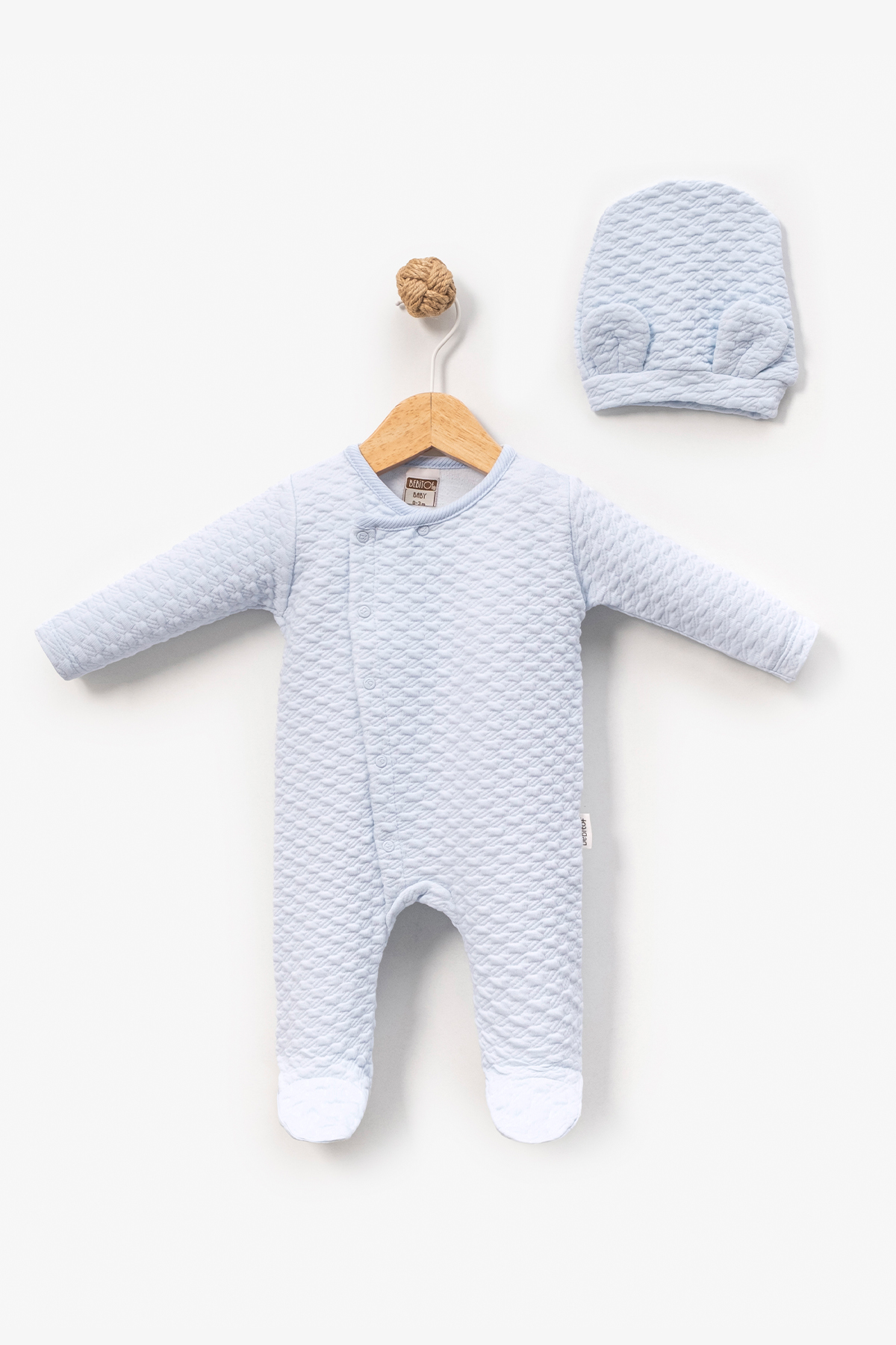 Детски гащеризон за момче с дълъг ръкав, син цвят