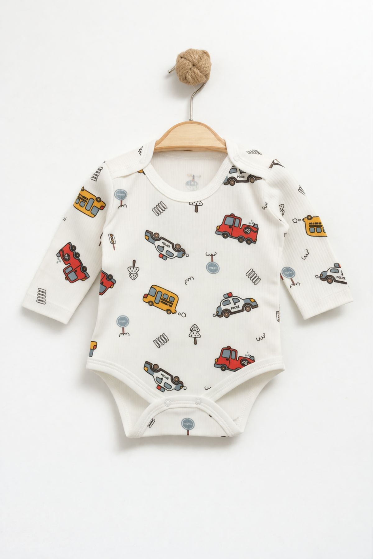 Бебешко боди за момче с дълъг ръкав, цвят екрю