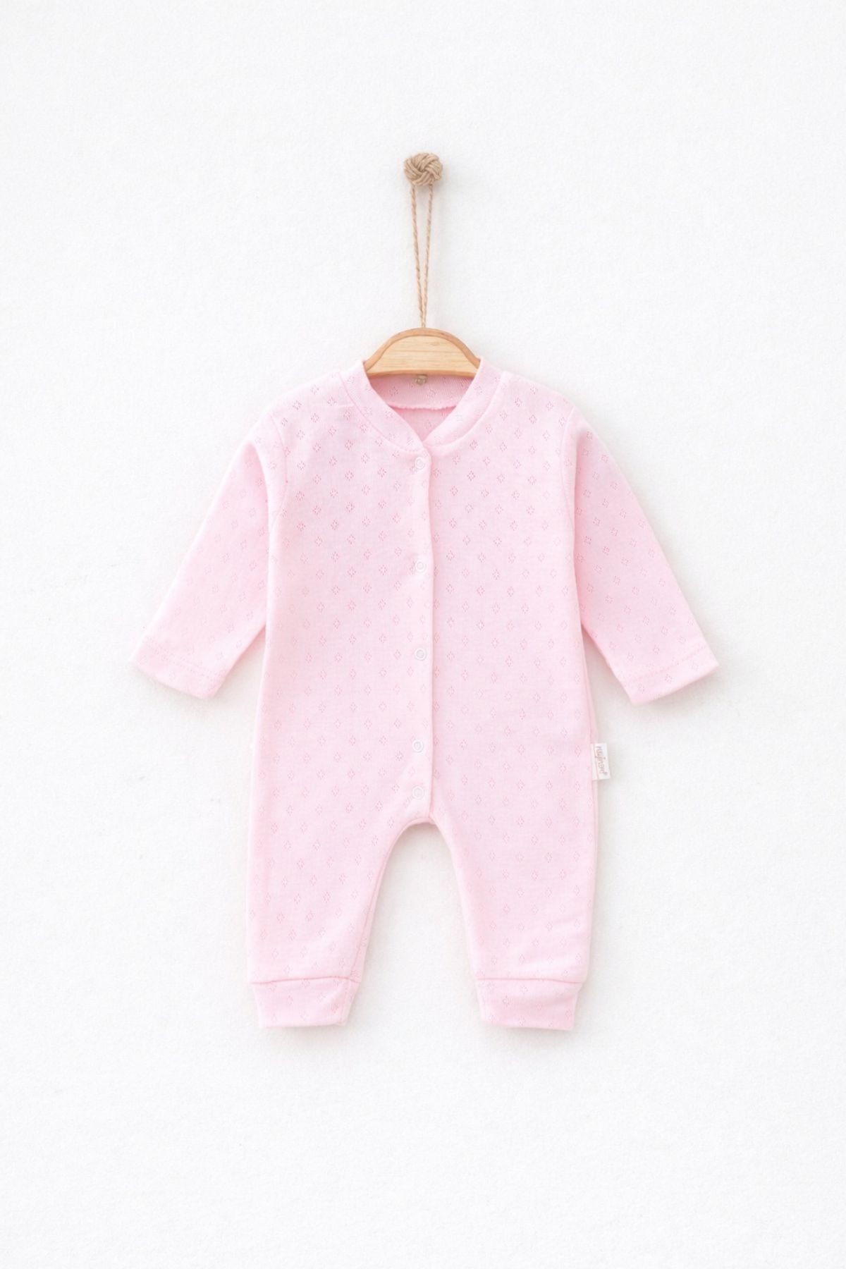 Бебешки гащеризон за момиче с дълъг ръкав, розов цвят